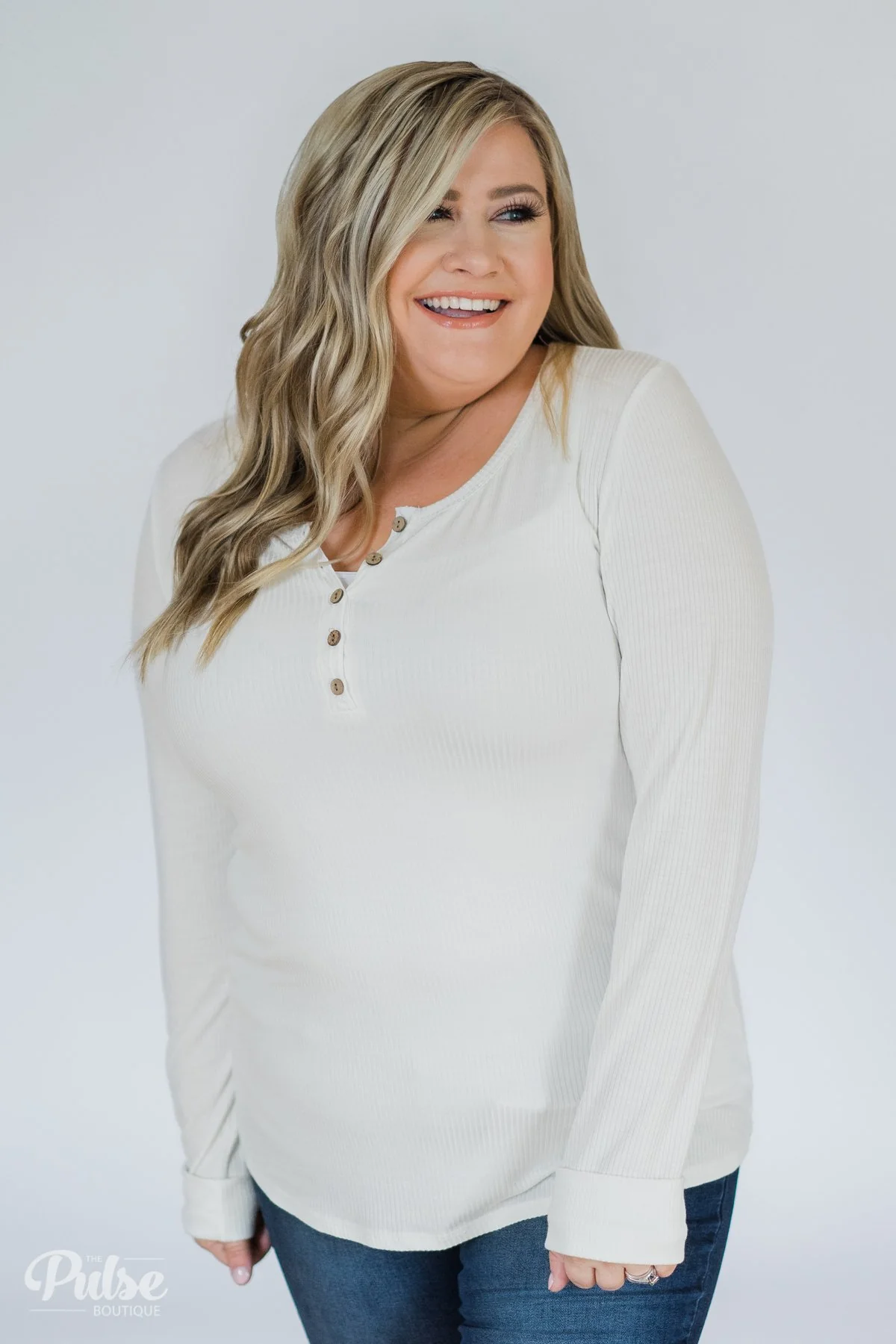 Need You Now 5-Button Henley Top- White - Image 9