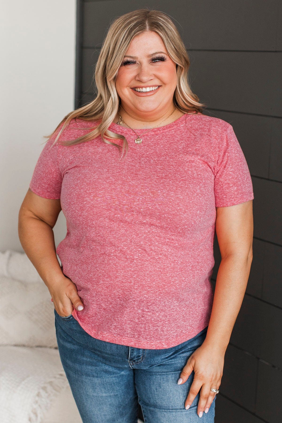 Never Basic Short Sleeve Top- Coral - Image 2