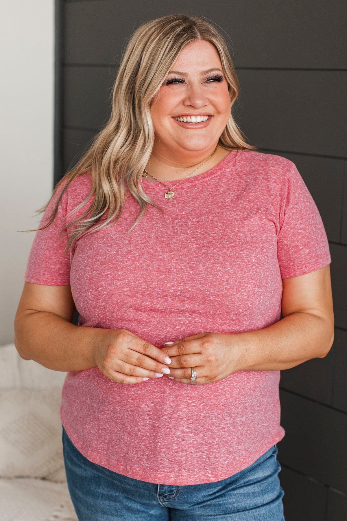 Never Basic Short Sleeve Top- Coral - Image 4