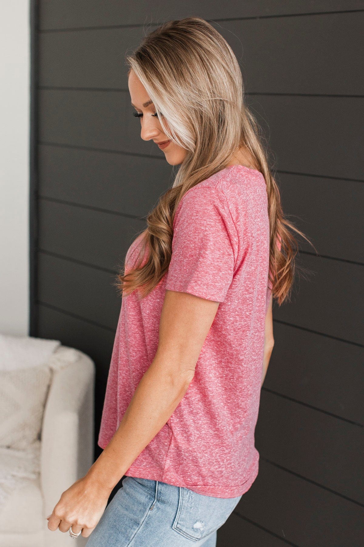 Never Basic Short Sleeve Top- Coral - Image 5