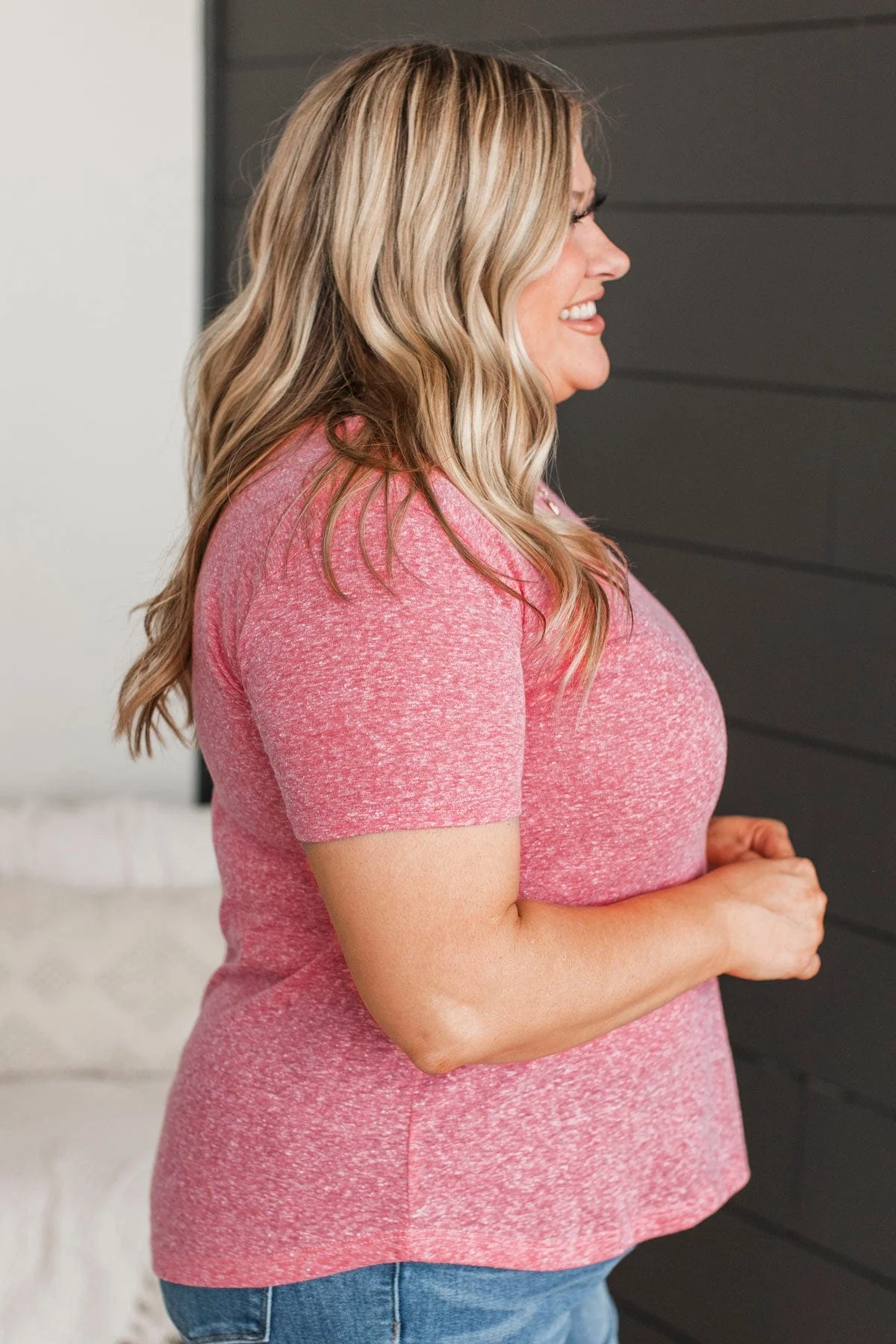 Never Basic Short Sleeve Top- Coral - Image 6