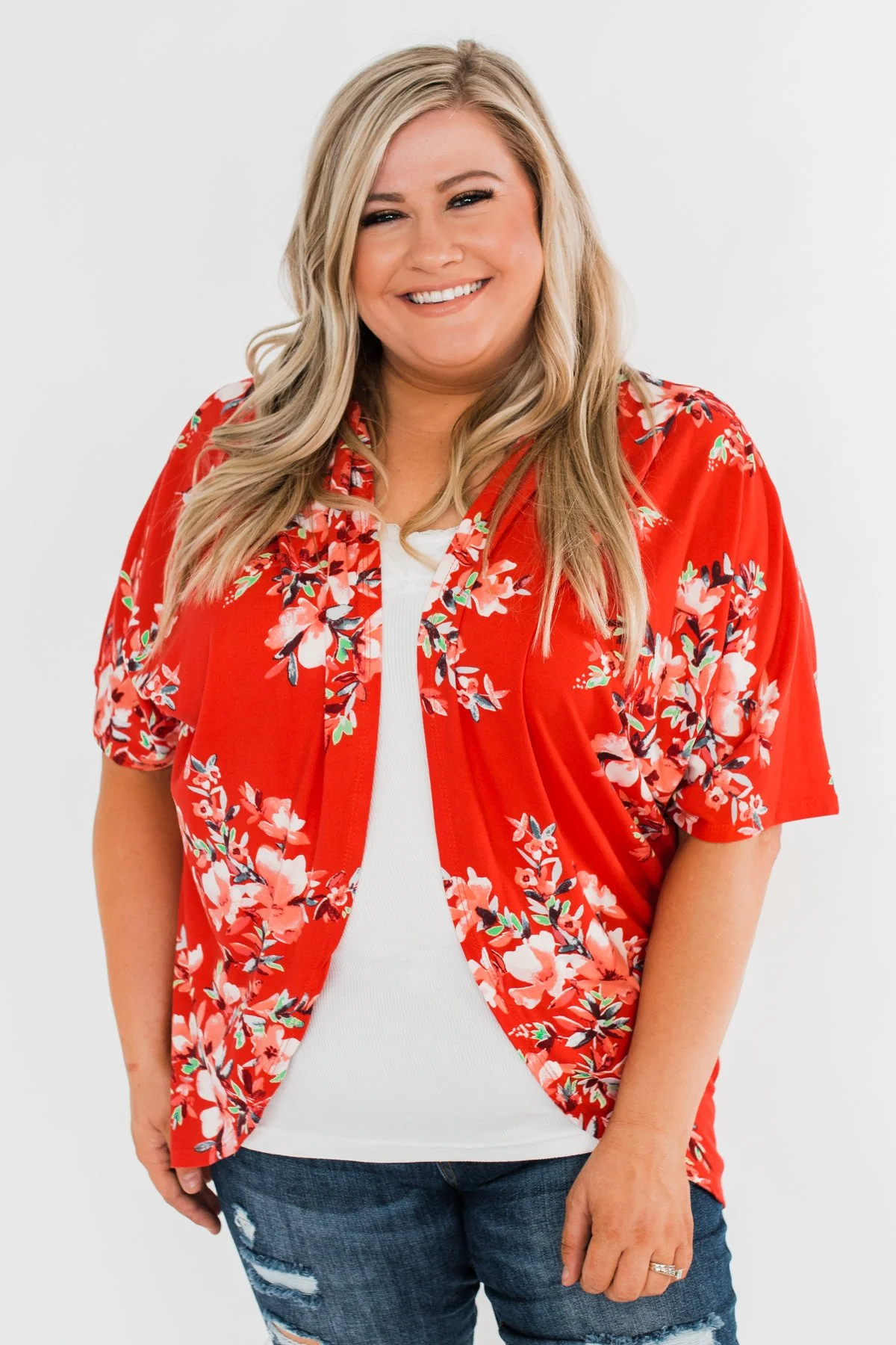 Never Been Better Floral Kimono- Scarlet Red - Image 5