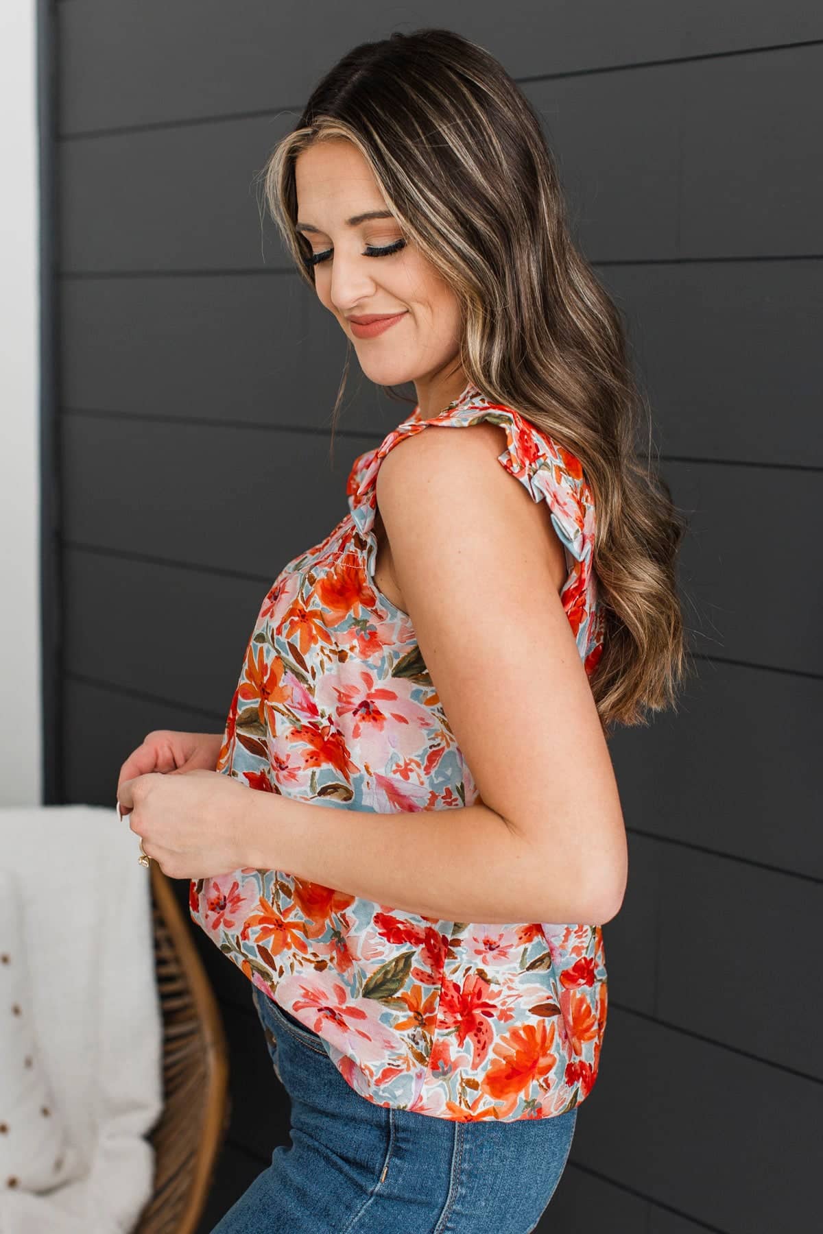 Never Beyond Reach Smocked Floral Blouse- Poppy - Image 5