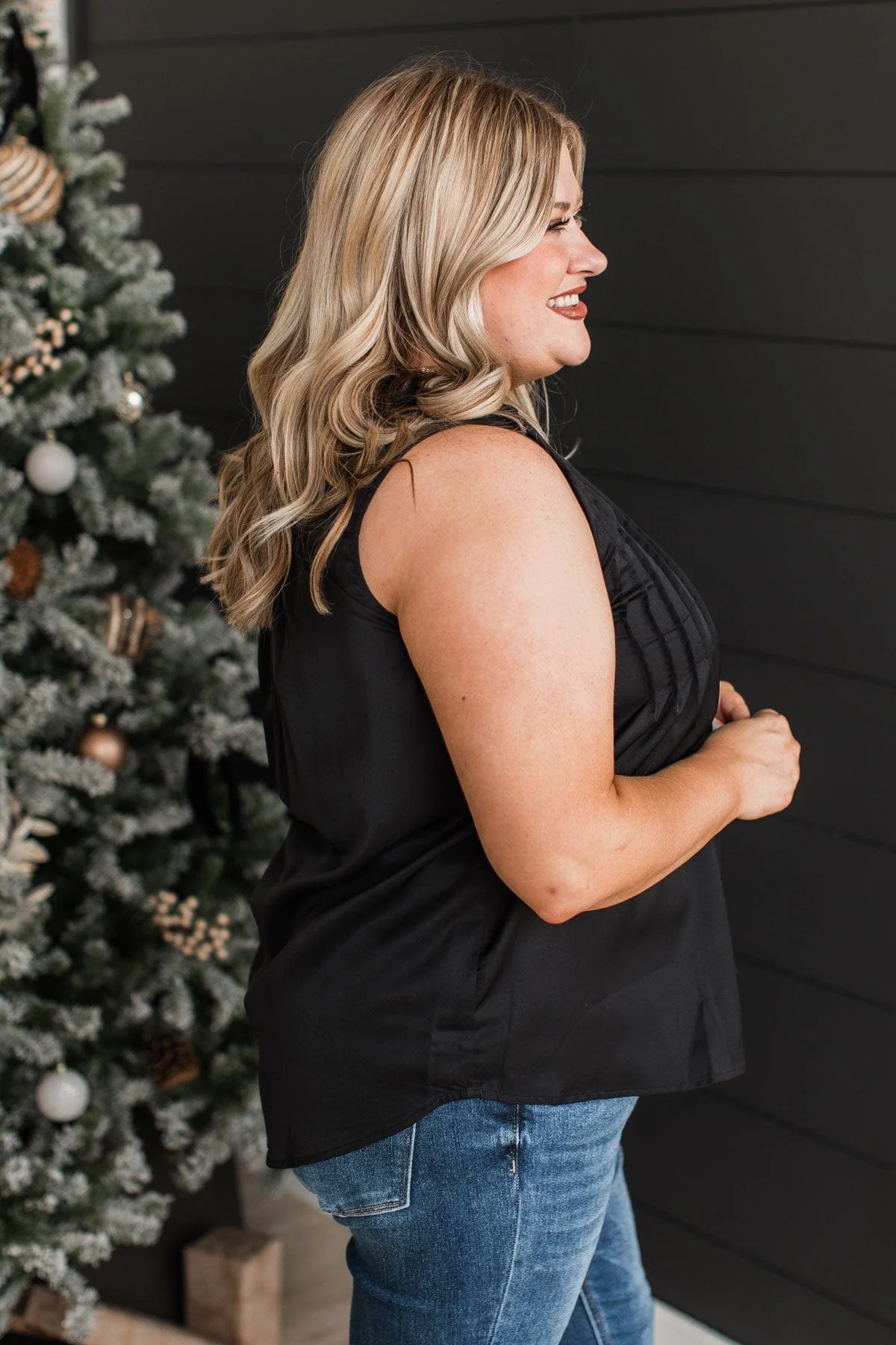 Never Ending Bliss Sleeveless Blouse- Black - Image 5