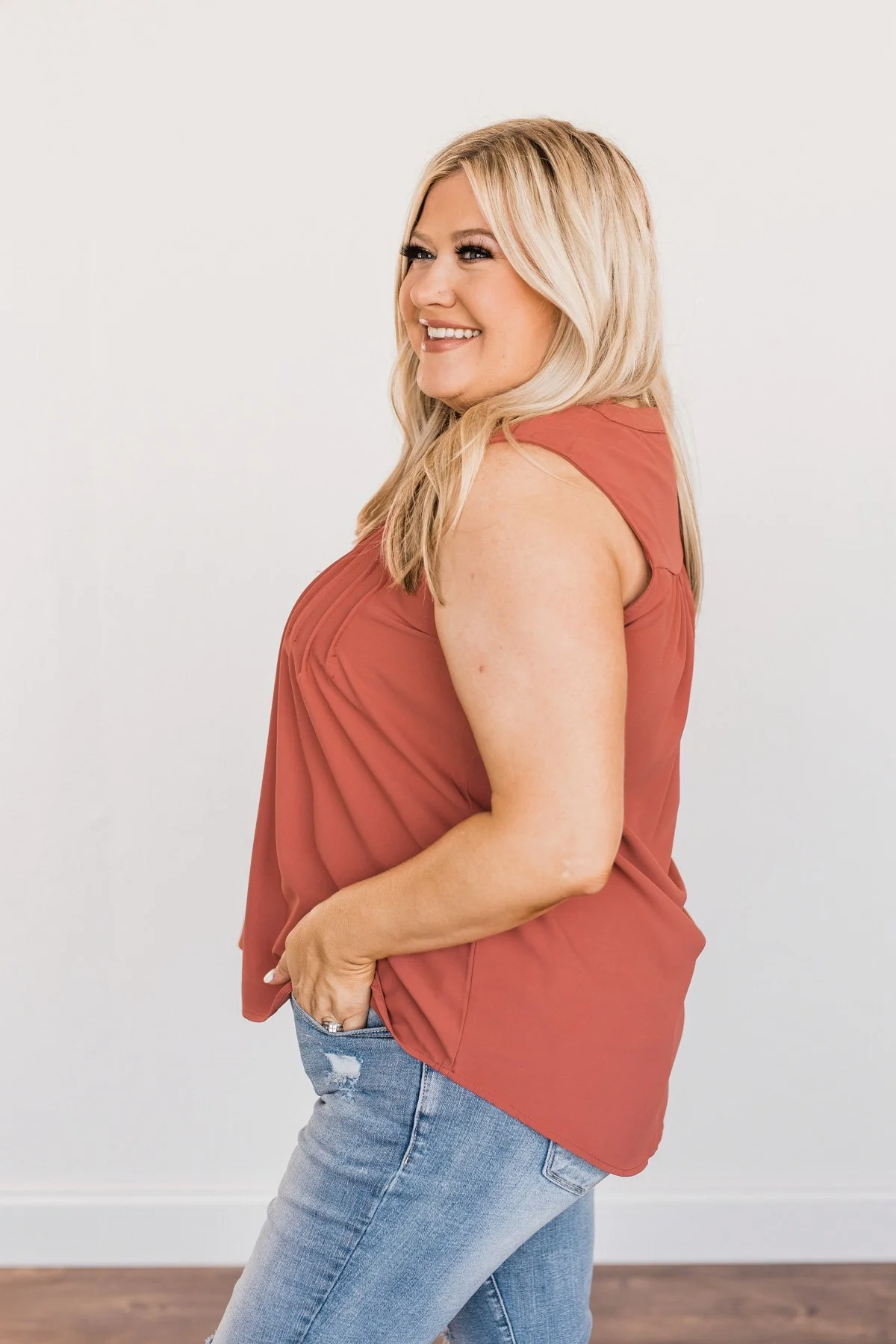 Never Ending Bliss Sleeveless Blouse- Terracotta - Image 7