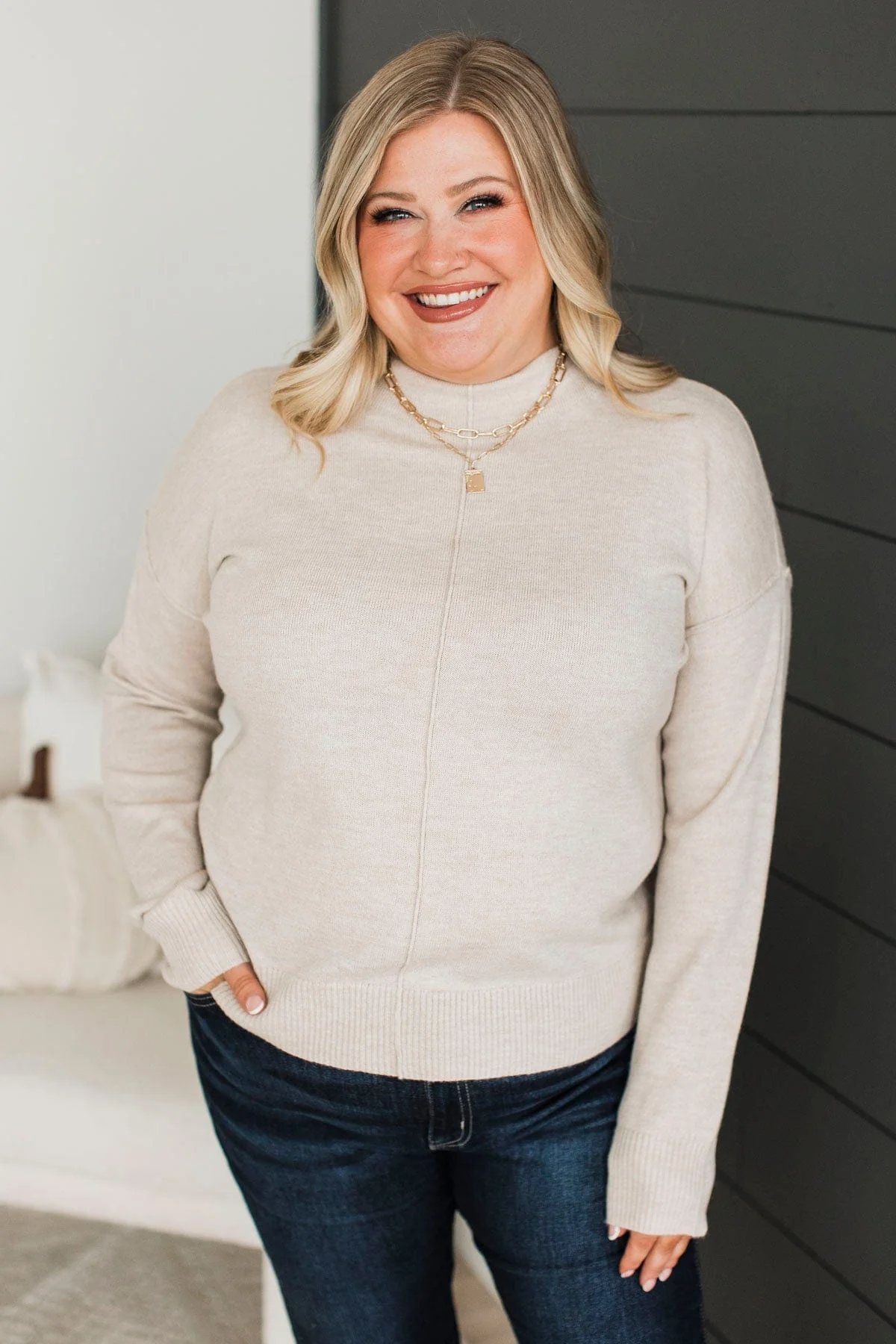Never Felt Better Pullover Sweater- Oatmeal - Image 2
