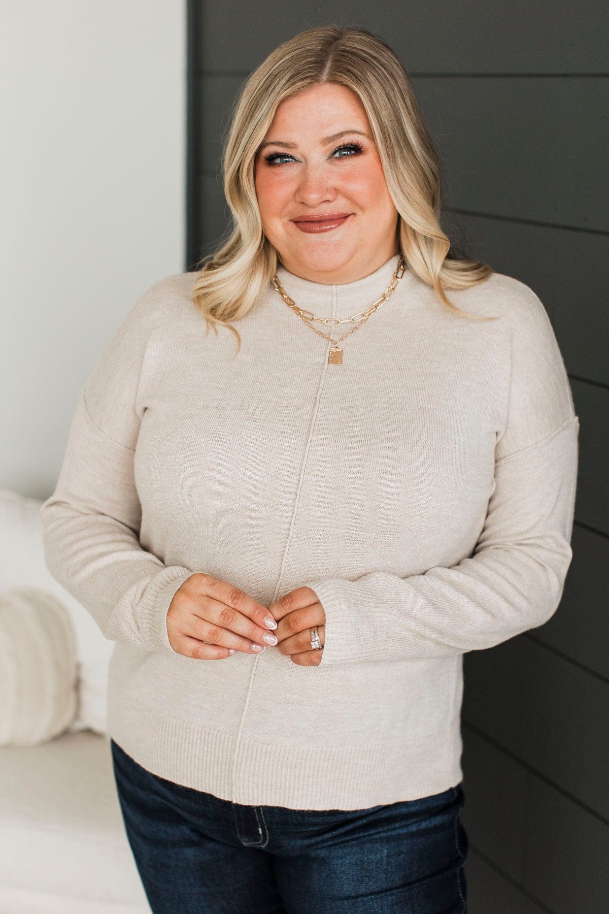Never Felt Better Pullover Sweater- Oatmeal - Image 4