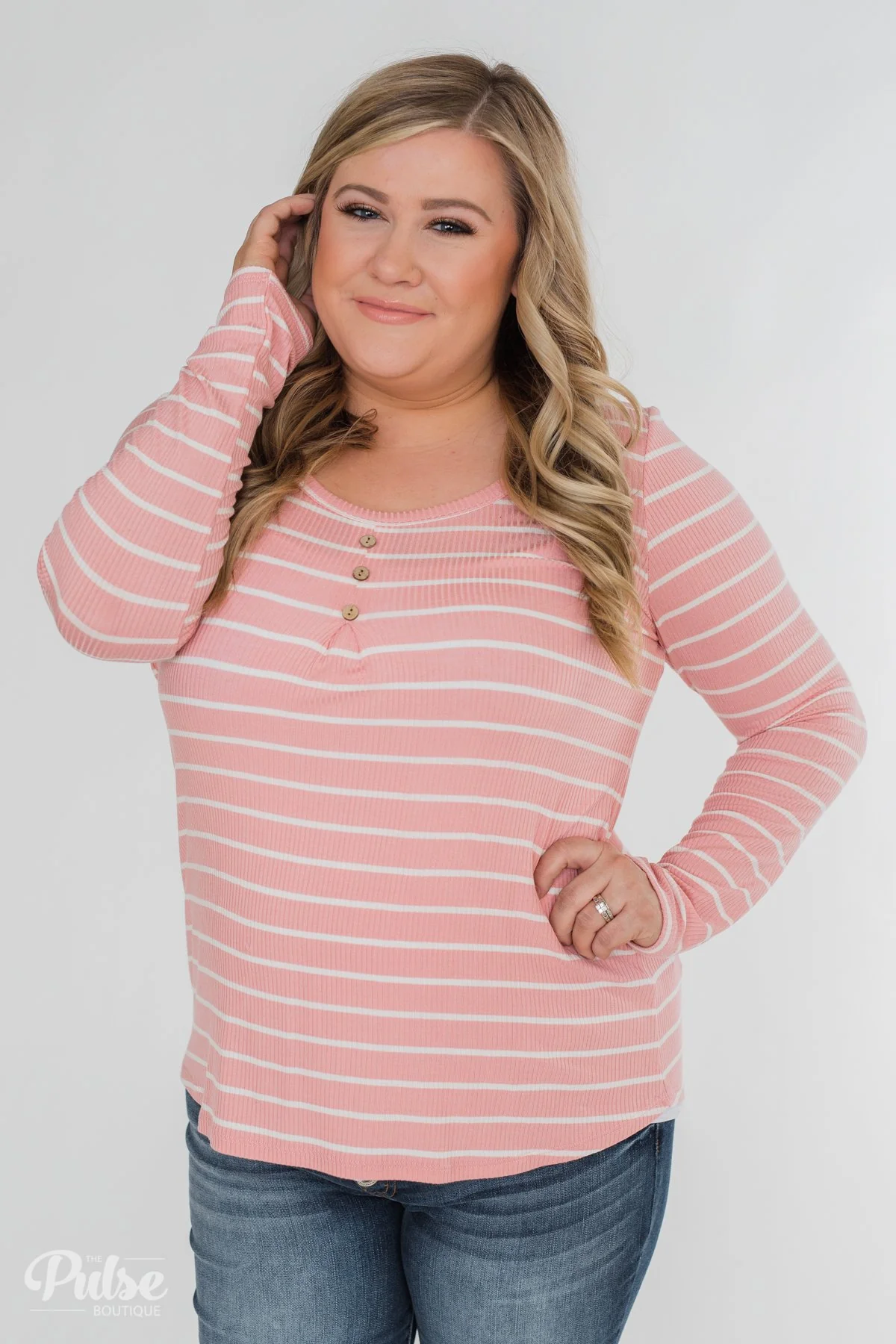 Never Forget You Pleated Striped Top- Pink - Image 11