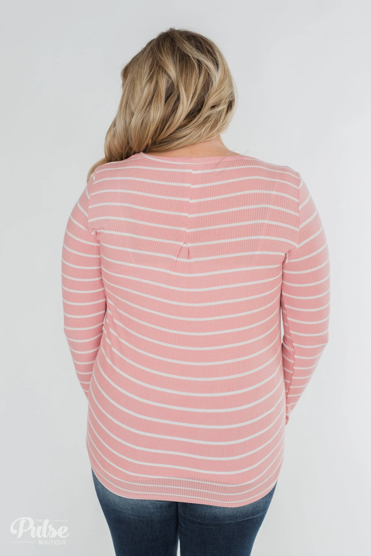 Never Forget You Pleated Striped Top- Pink - Image 13