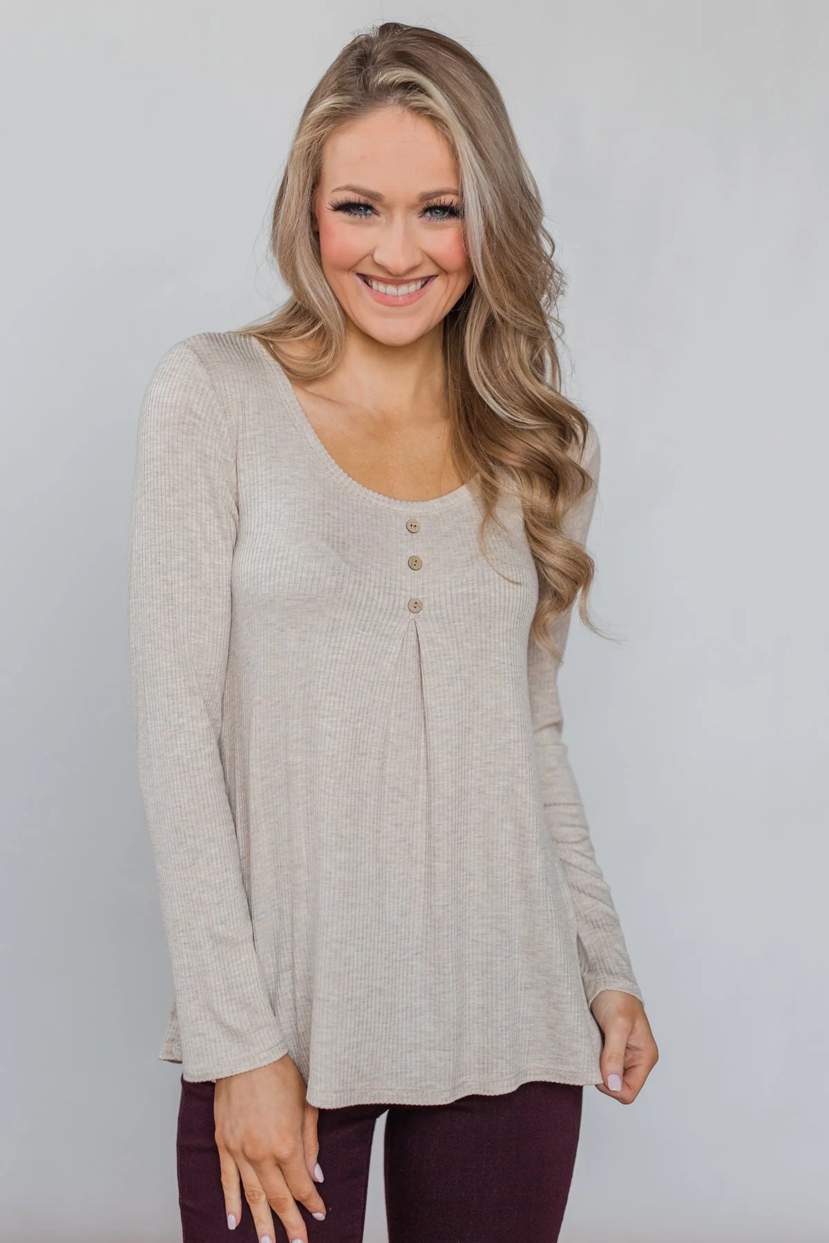 Never Forget You Pleated Top - Oatmeal - Image 6