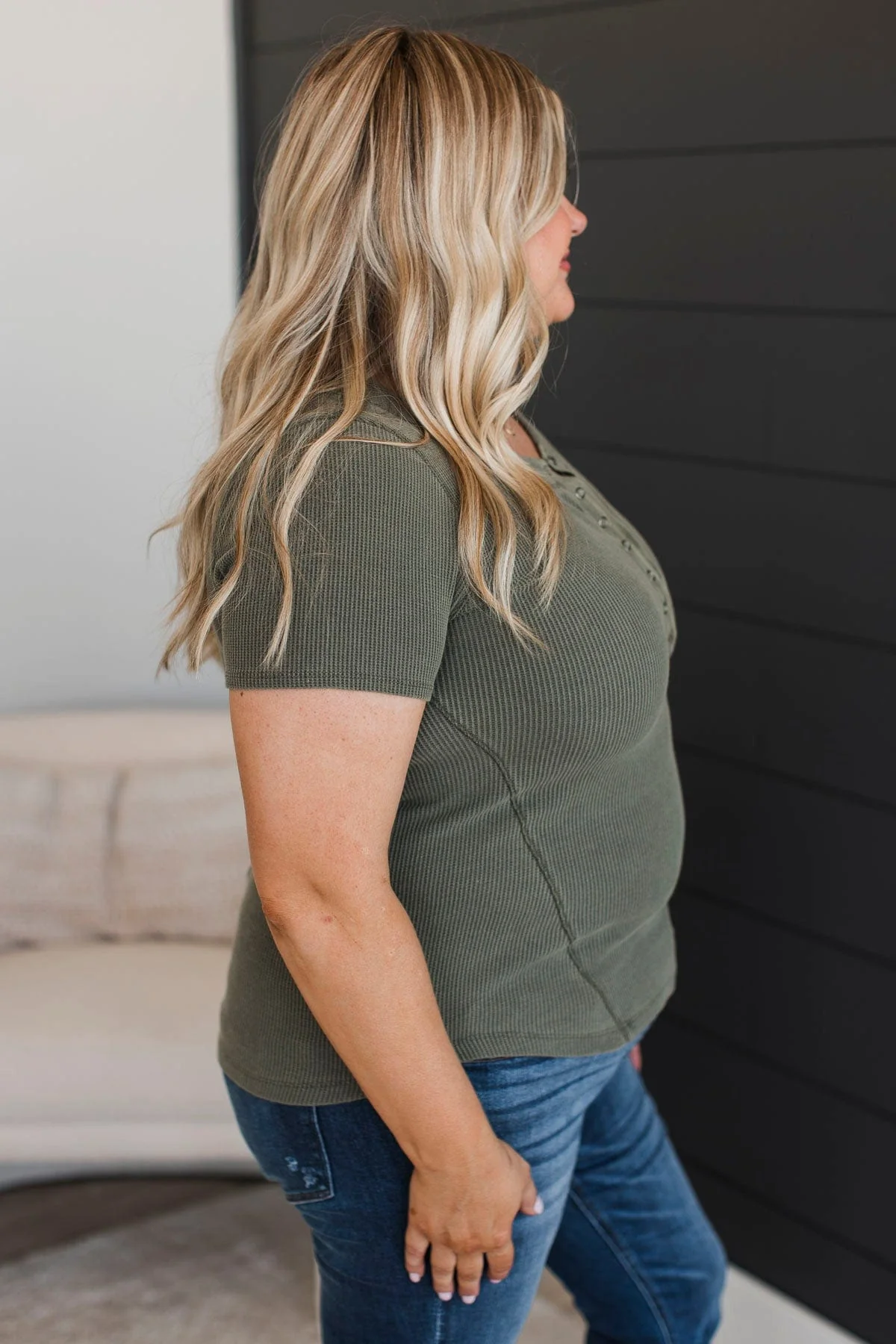 Never Growing Up Short Sleeve Top- Olive - Image 6