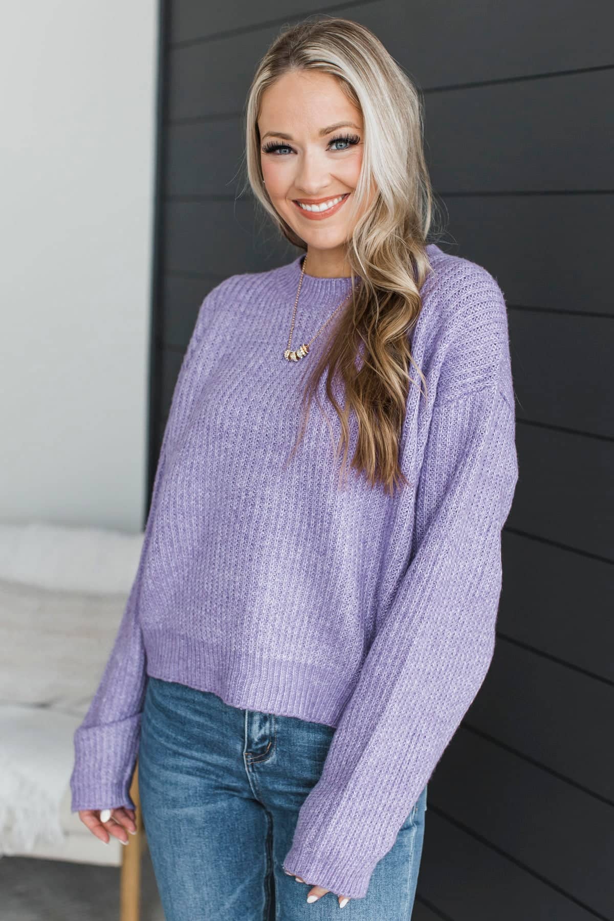 Never Impractical Ribbed Knit Sweater- Iris Purple - Image 5