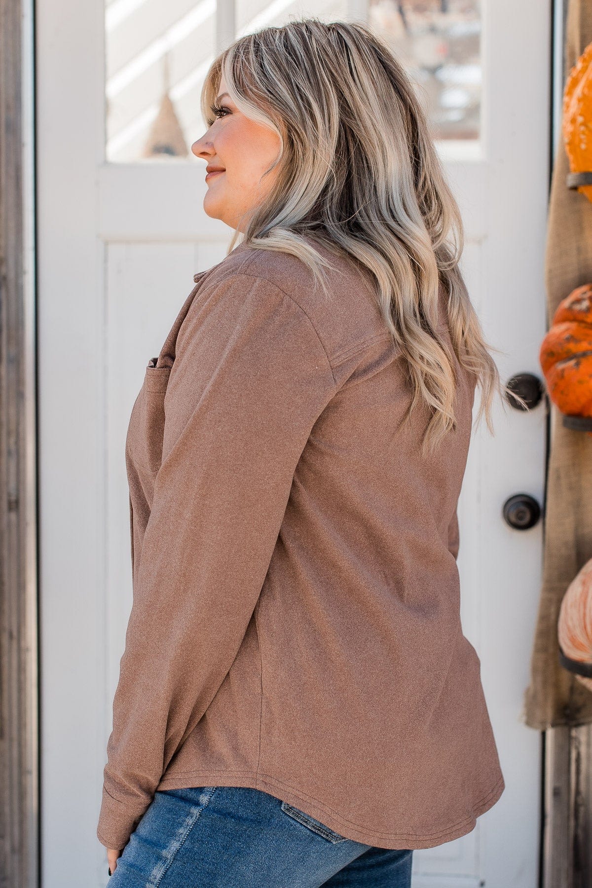 Never Letting Go Button Top- Mocha - Image 6