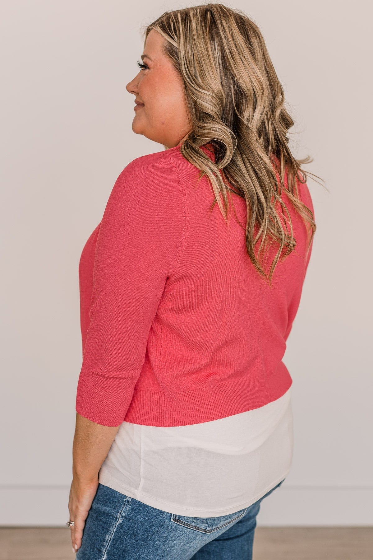Never Miss A Beat Cropped Cardigan- Coral - Image 5