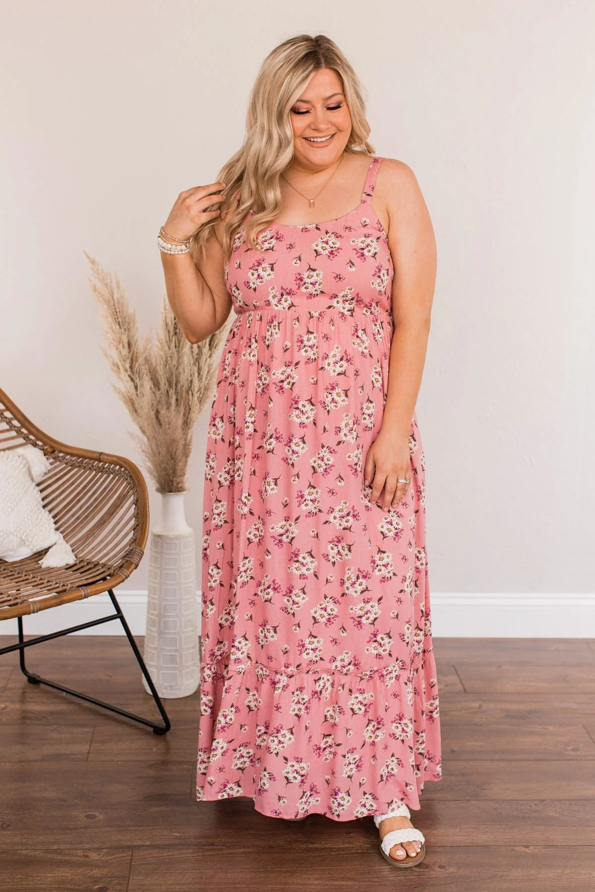 Never Want To Leave Floral Maxi Dress- Pink - Image 5
