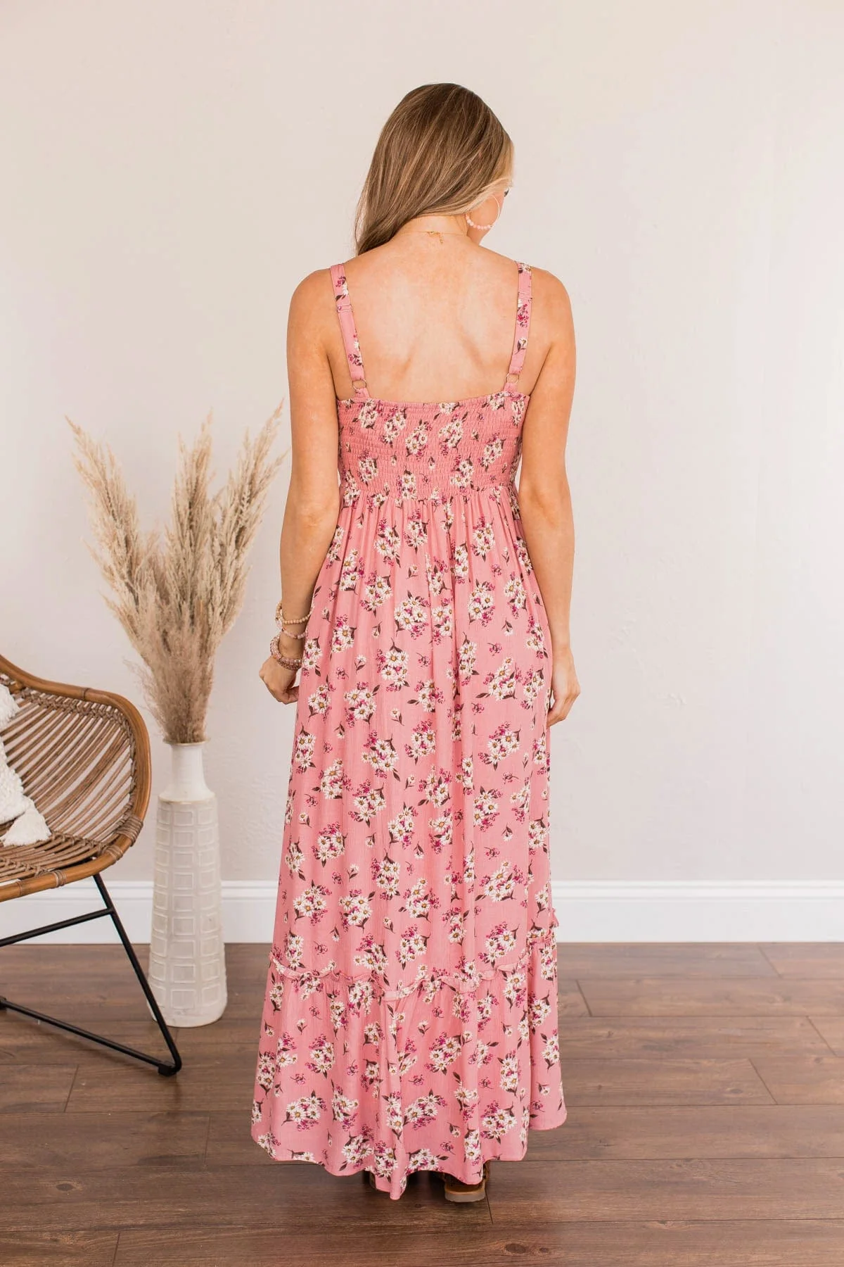 Never Want To Leave Floral Maxi Dress- Pink - Image 8