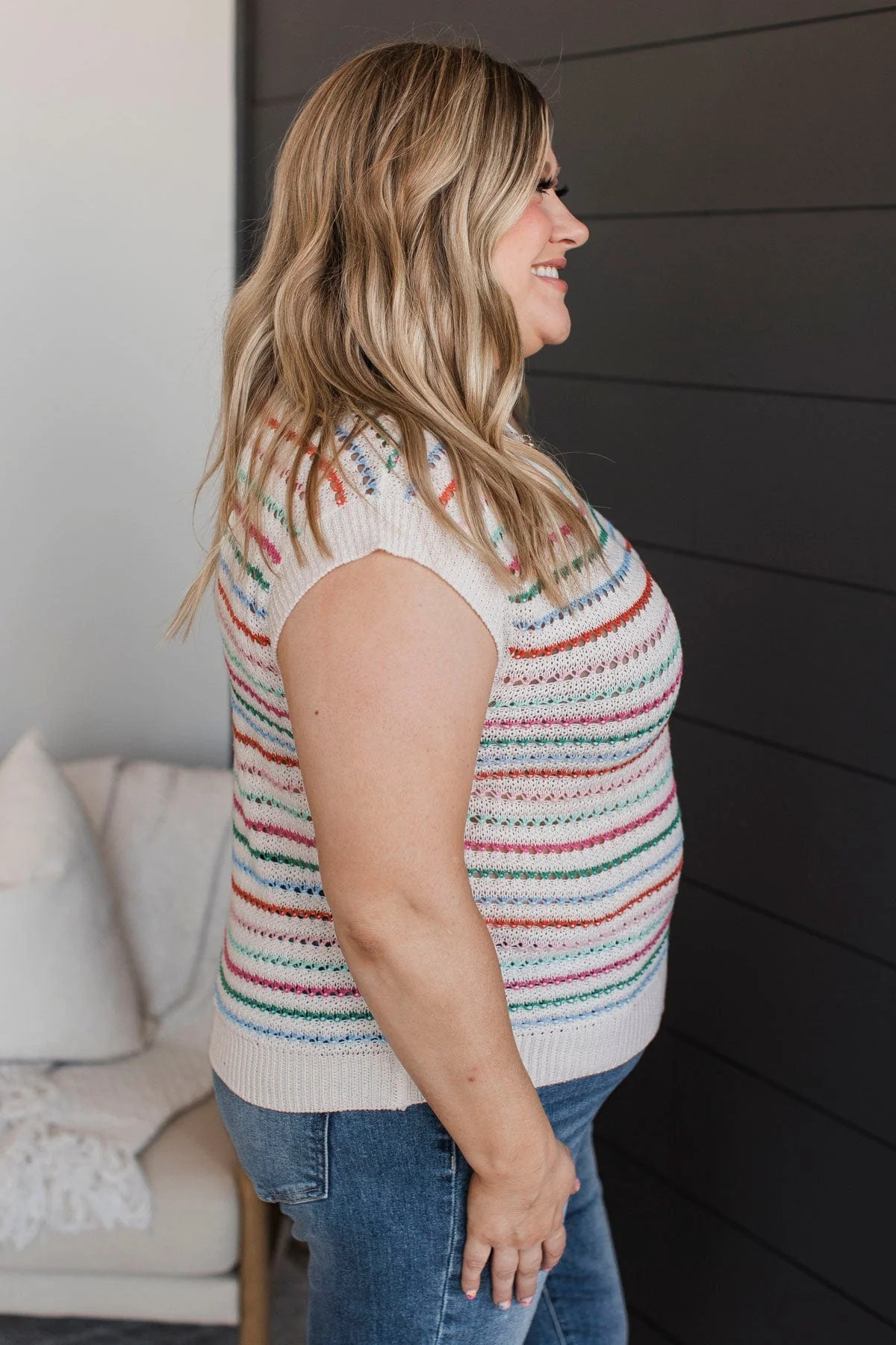 New Hope Striped Knit Top- Ivory & Multi - Image 6