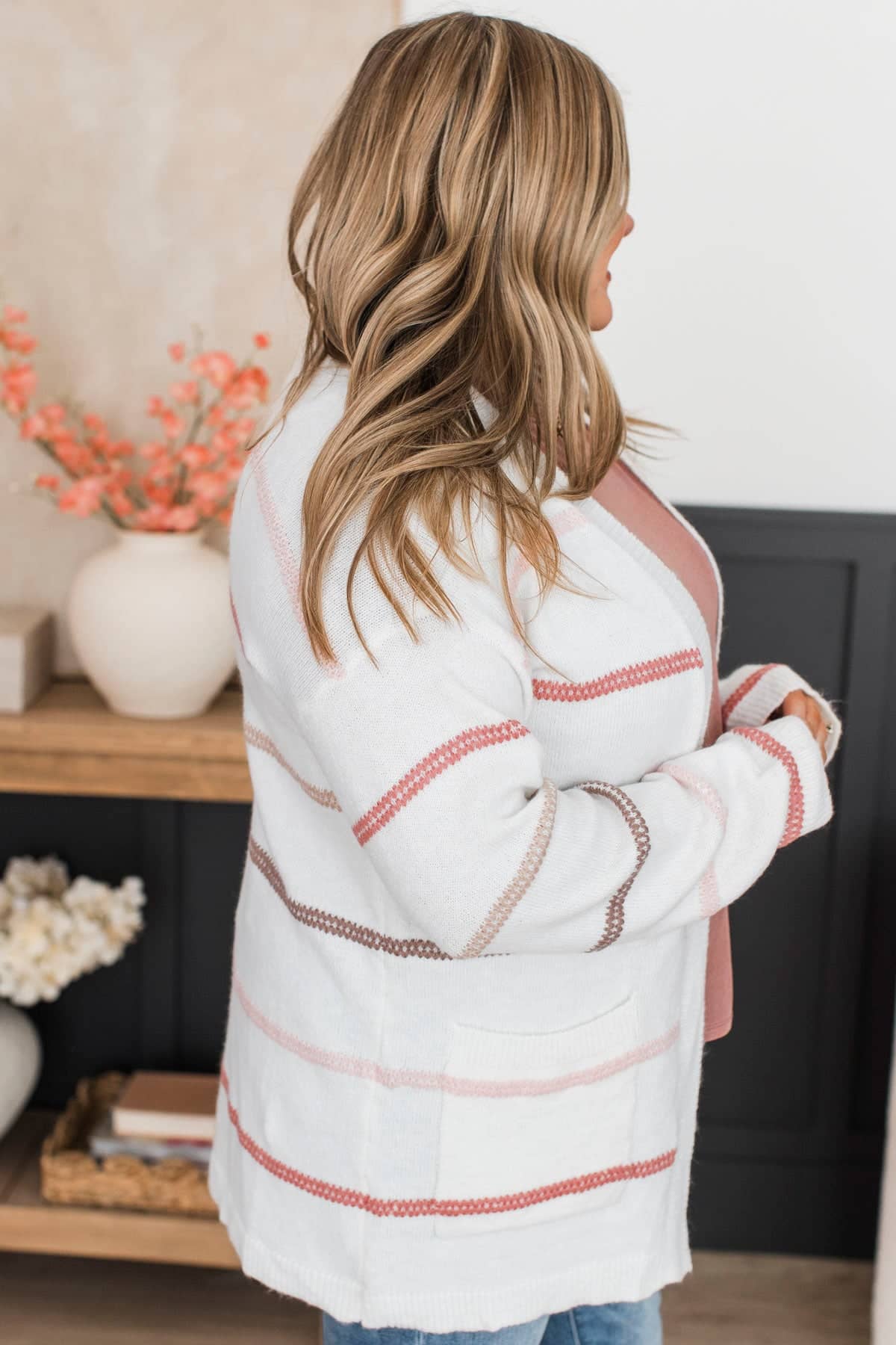 New Memories Striped Cardigan- Ivory & Mauve - Image 8