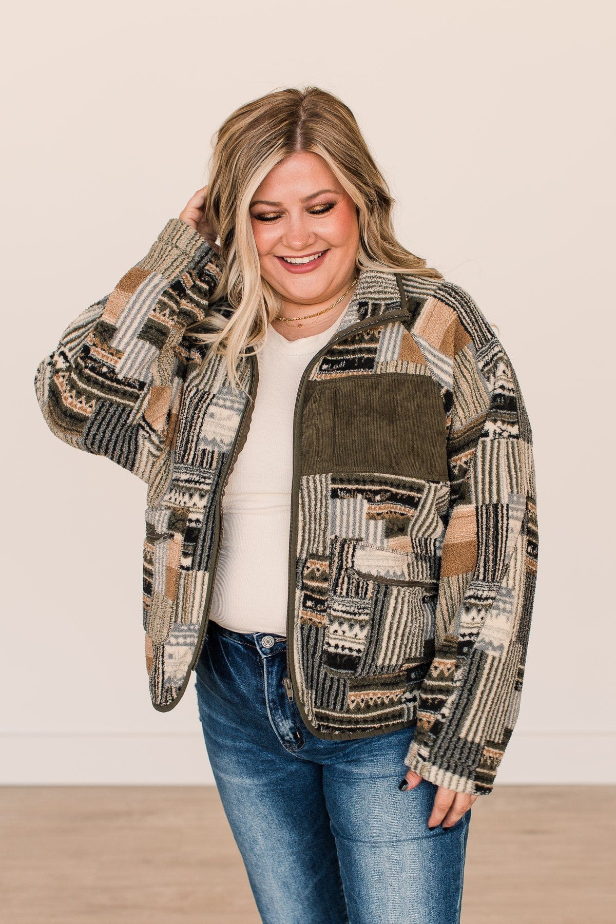 Newest Obsession Lightweight Sherpa Jacket- Olive - Image 4