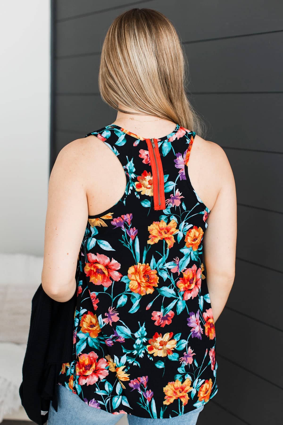 Next To Forever Floral Tank Top- Black - Image 10