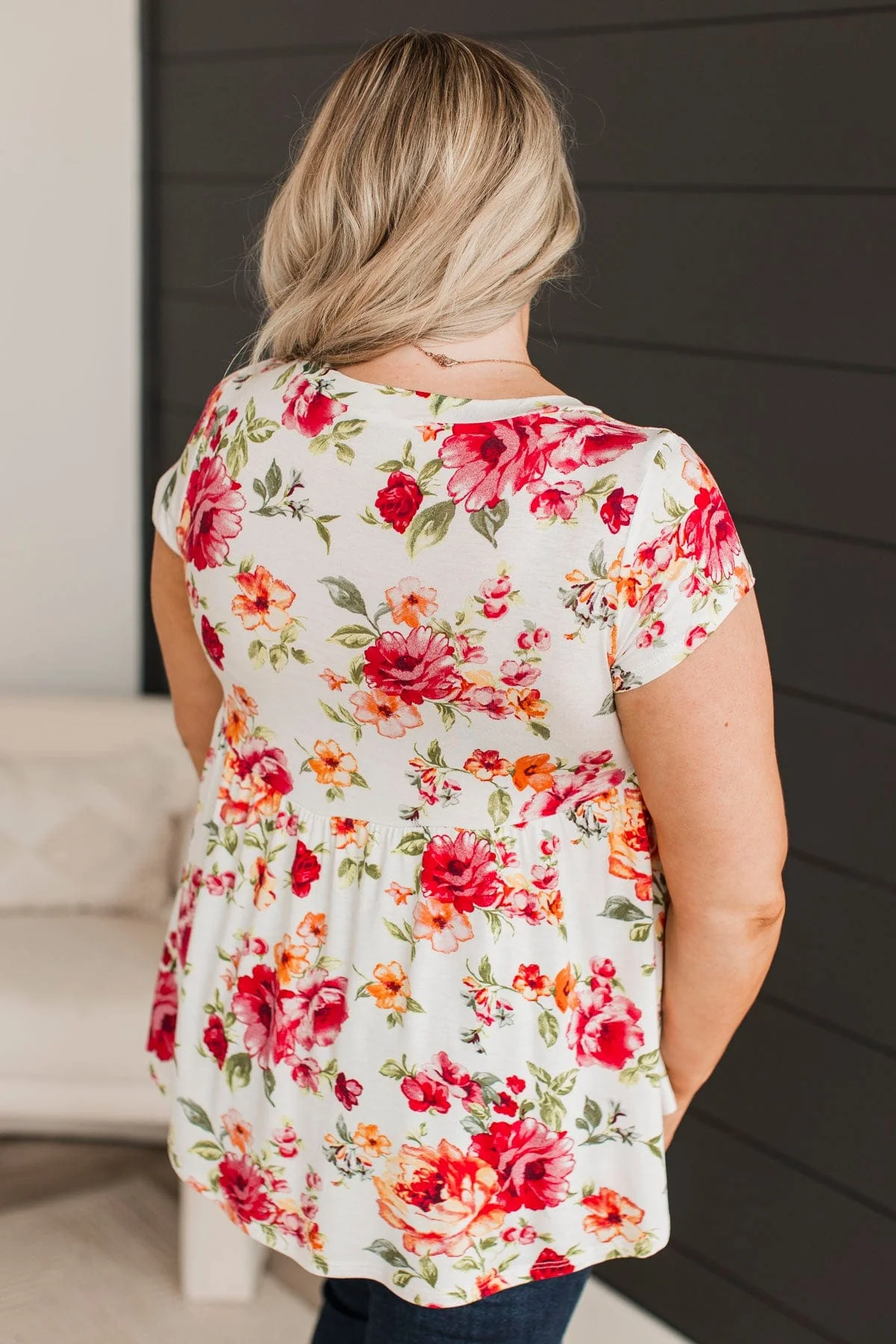 Nice To Know You Floral Babydoll Top- Ivory - Image 7
