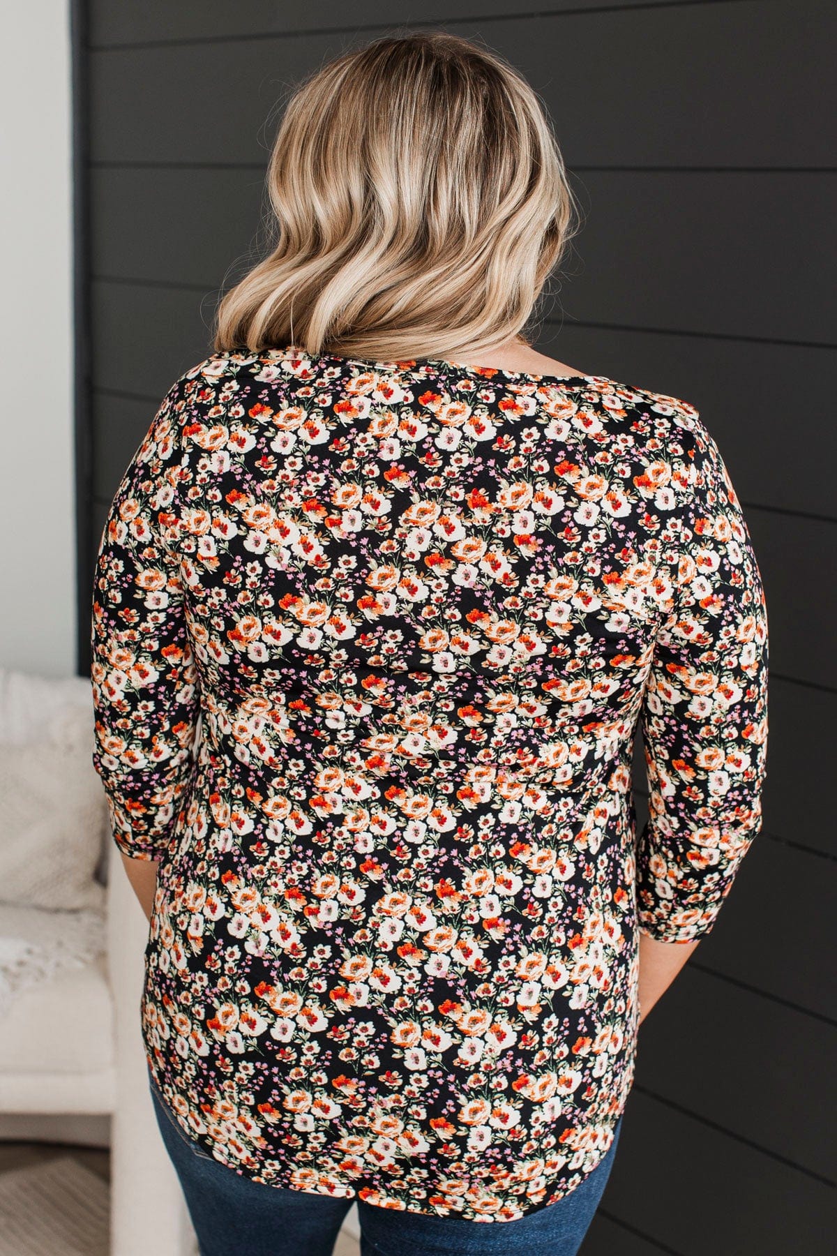 Night To Shine Floral Criss-Cross Top- Black - Image 7