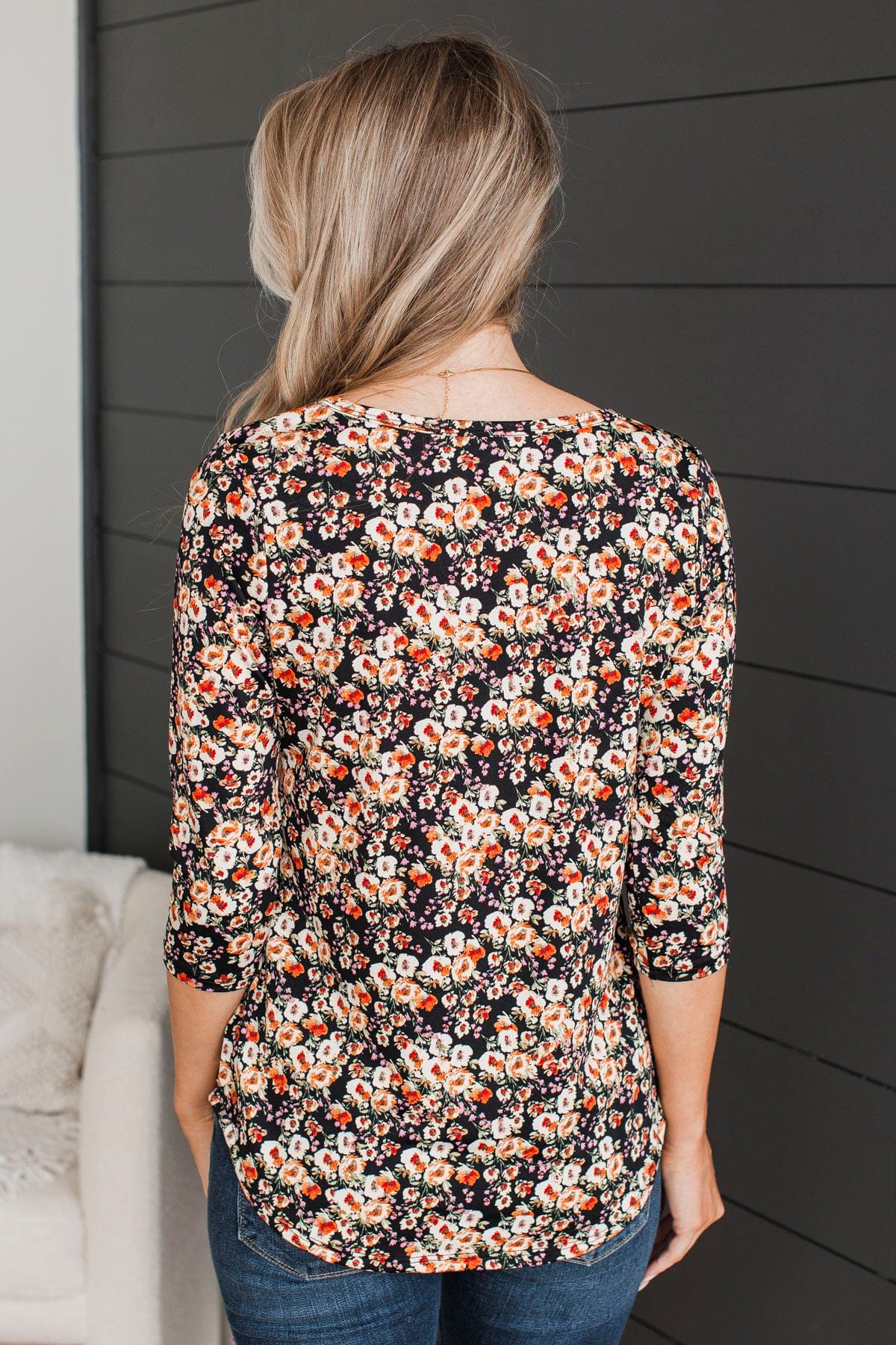 Night To Shine Floral Criss-Cross Top- Black - Image 8