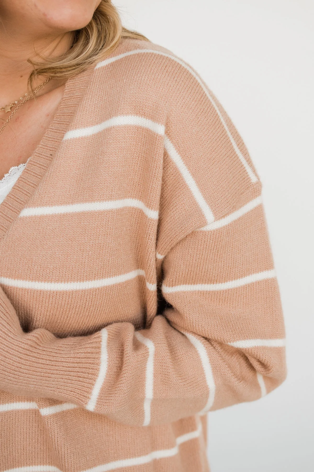 No Apologies Striped Button Cardigan- Beige - Image 12