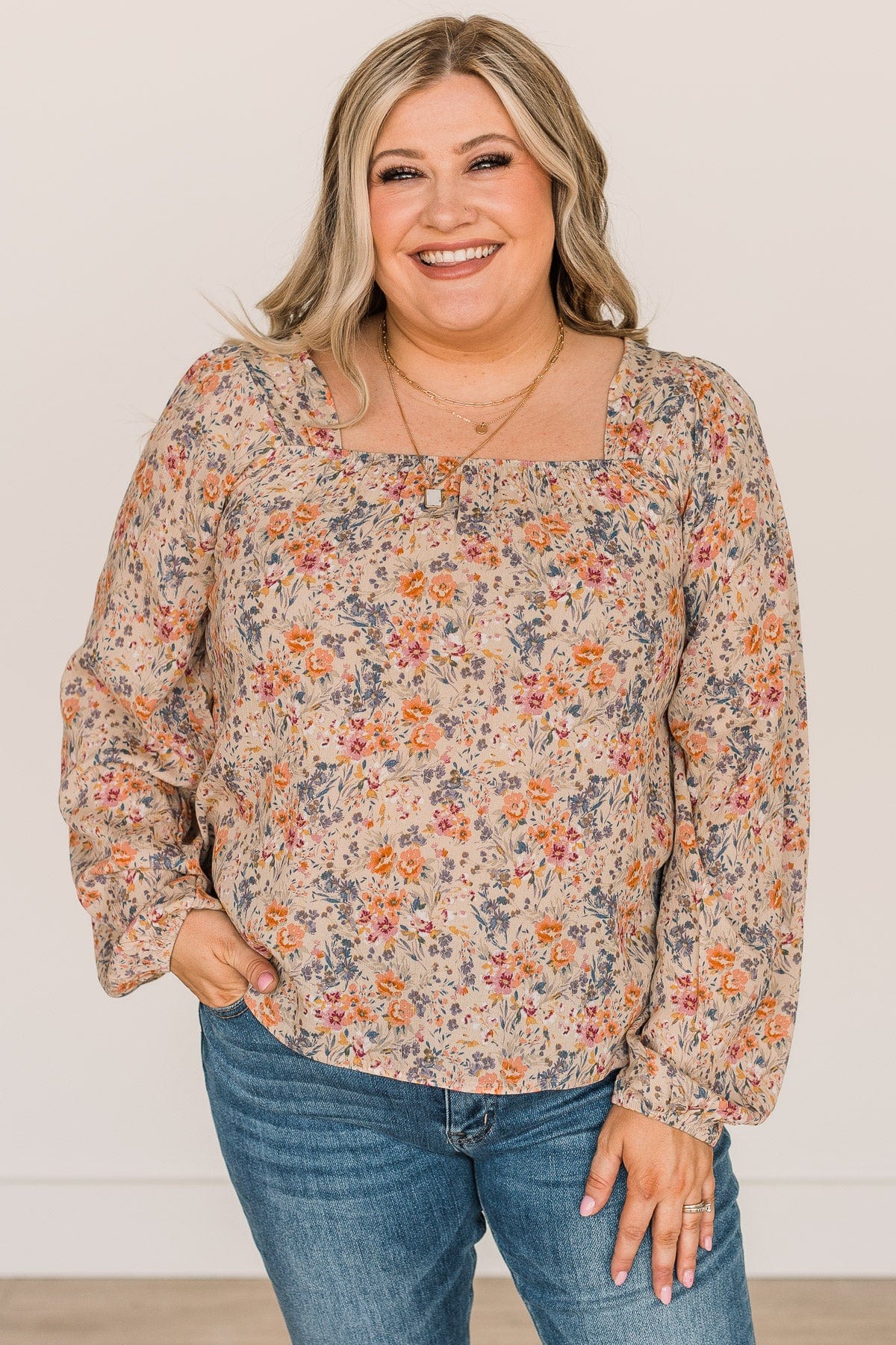 No Better Than This Floral Blouse- Taupe - Image 2