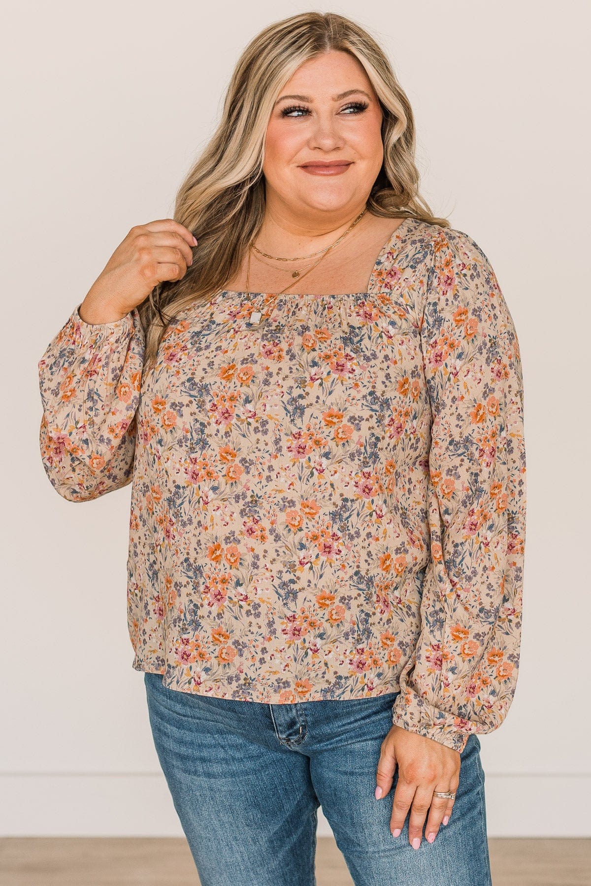 No Better Than This Floral Blouse- Taupe - Image 3