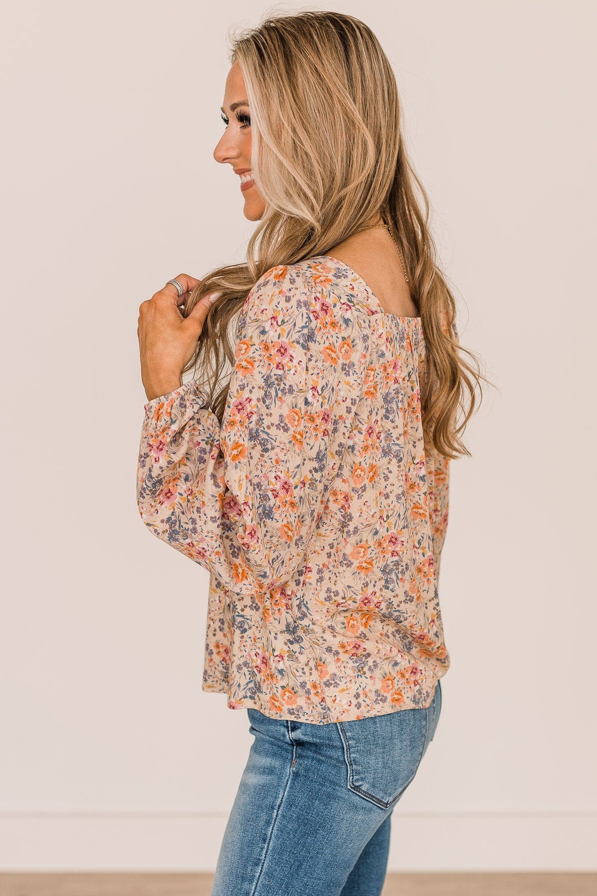 No Better Than This Floral Blouse- Taupe - Image 4