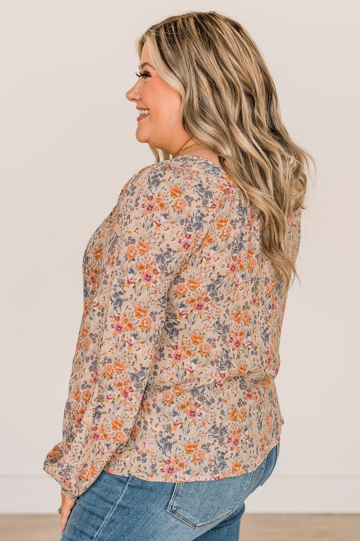 No Better Than This Floral Blouse- Taupe - Image 5