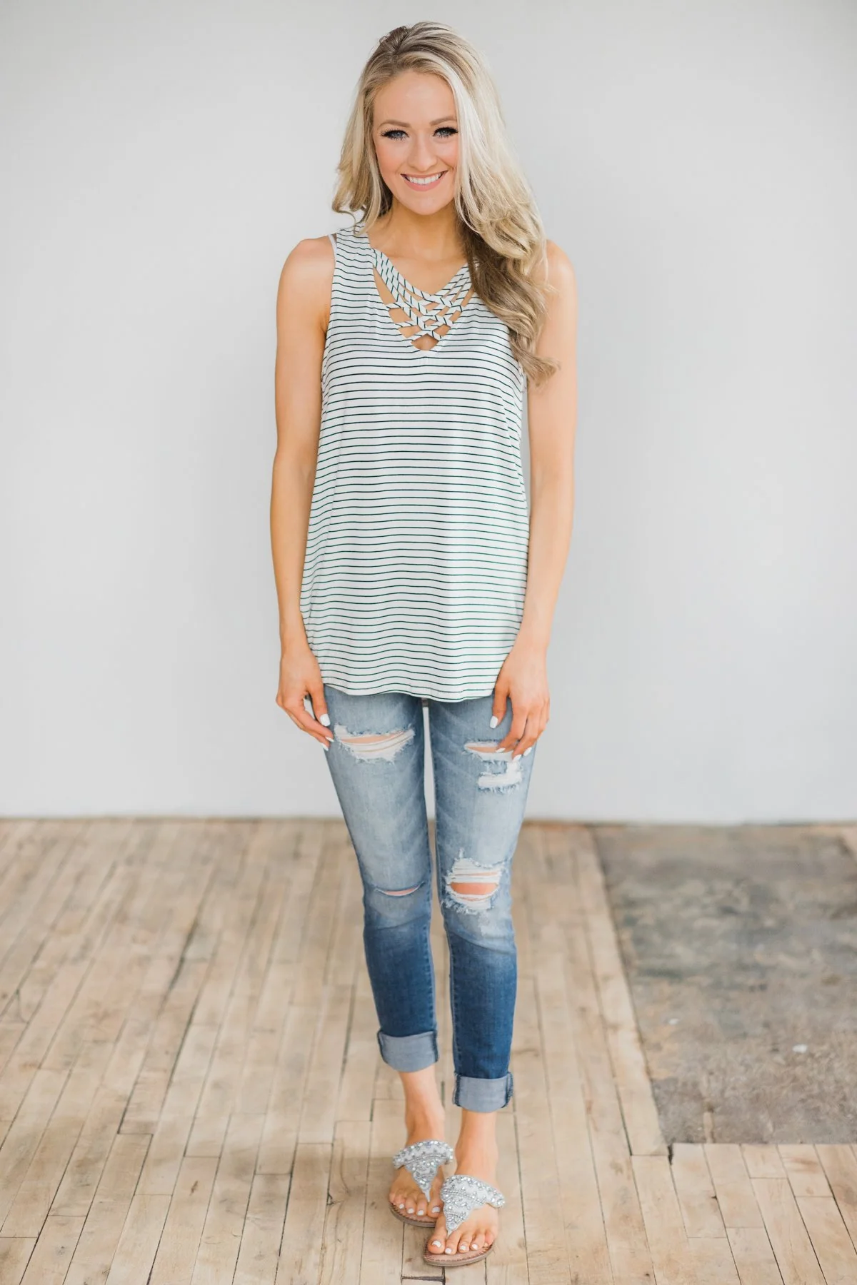 No Better Time Striped Tank Top - Ivory - Image 2