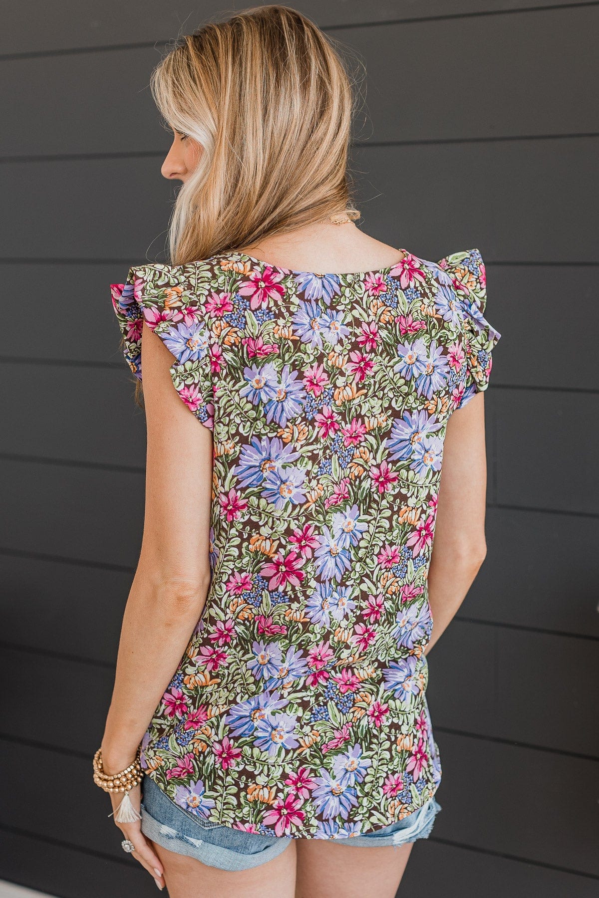 No Comparison Floral Top- Brown & Purple - Image 7