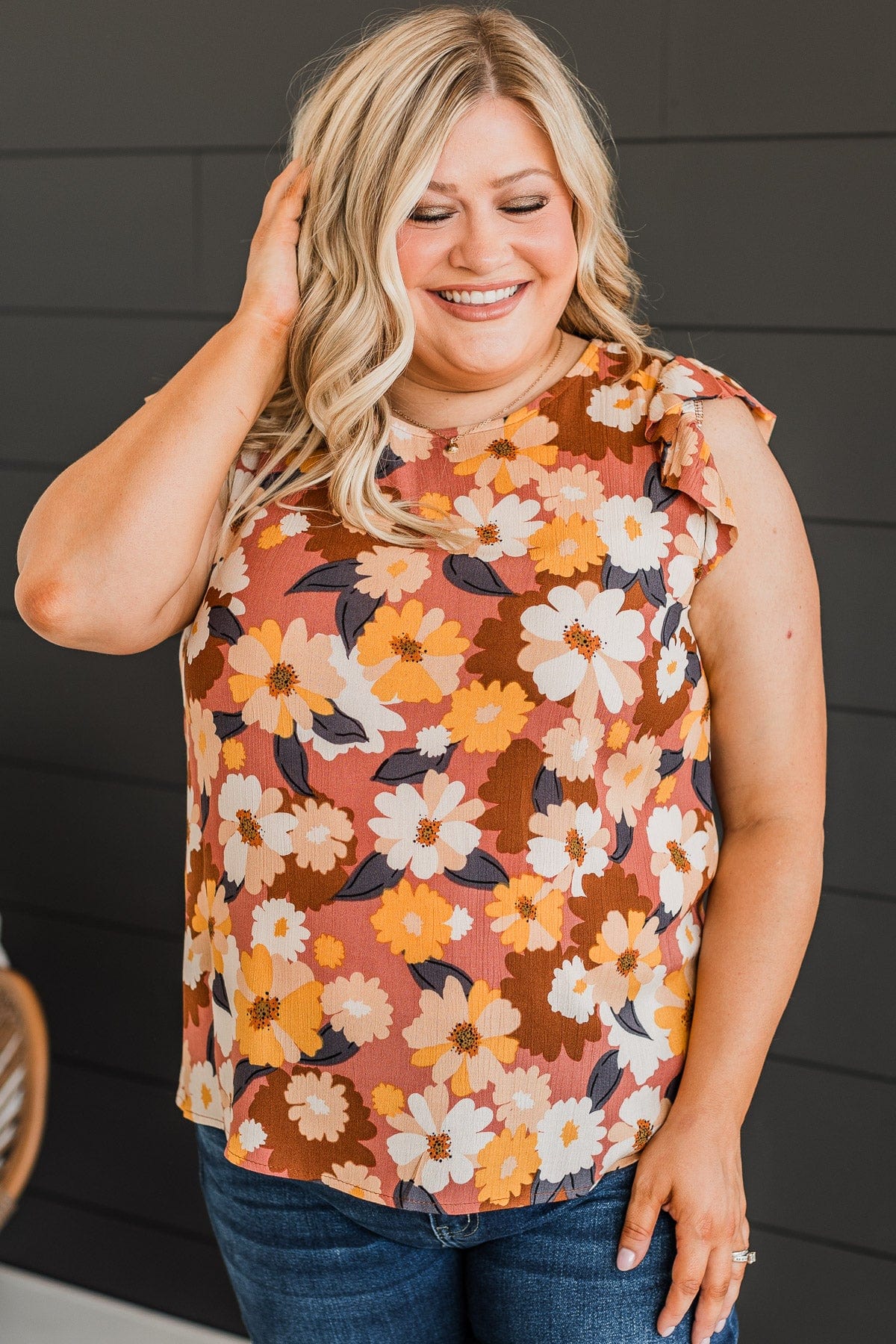 No Comparison Floral Top- Mauve & Yellow - Image 2