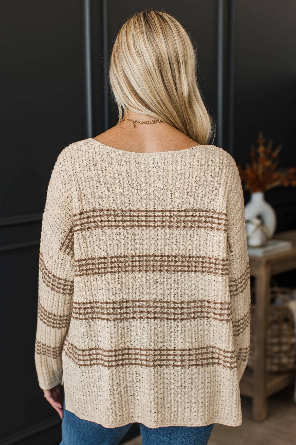 No Complaints Here Striped Sweater- Cream & Mocha - Image 7