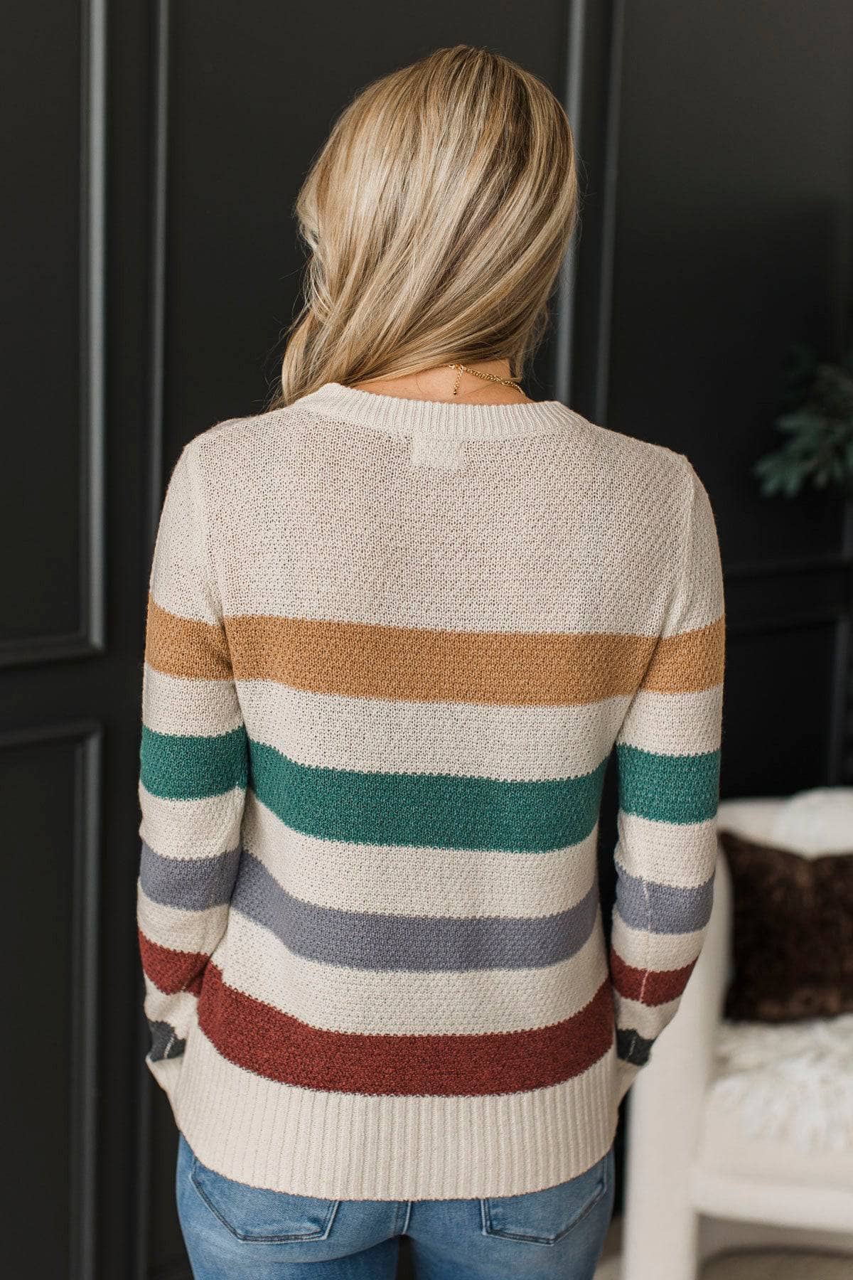 No Hesitations Striped Knit Sweater- Off-White - Image 6