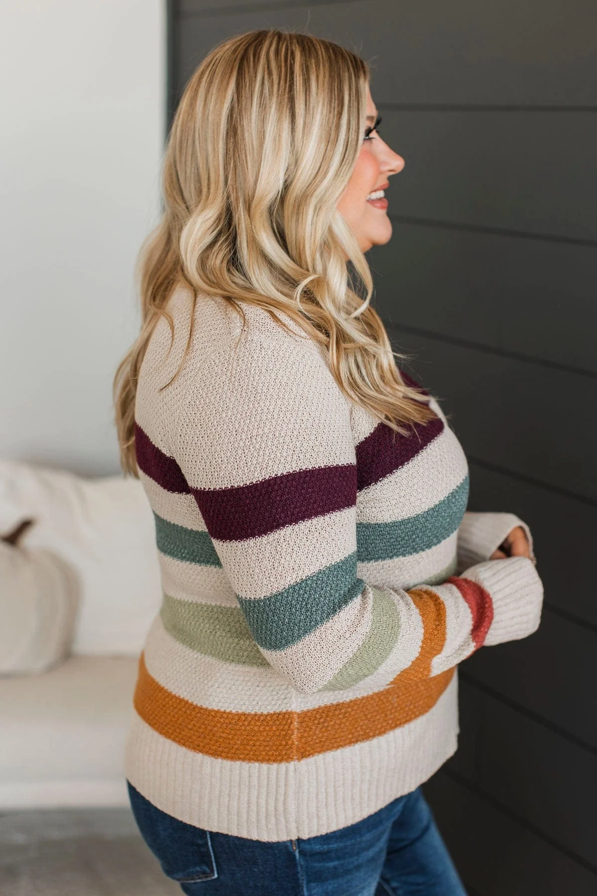 No Hesitations Striped Knit Sweater- Light Taupe - Image 5