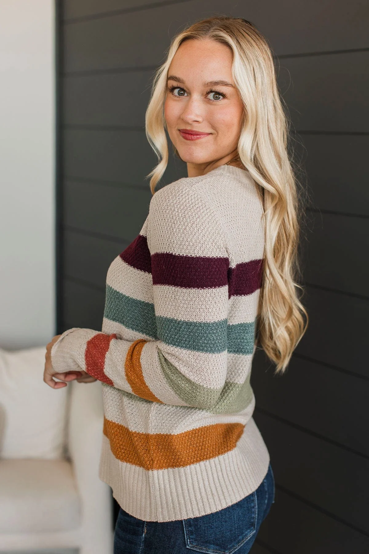 No Hesitations Striped Knit Sweater- Light Taupe - Image 7