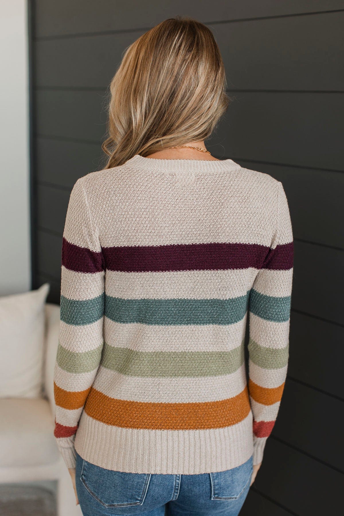 No Hesitations Striped Knit Sweater- Light Taupe - Image 9