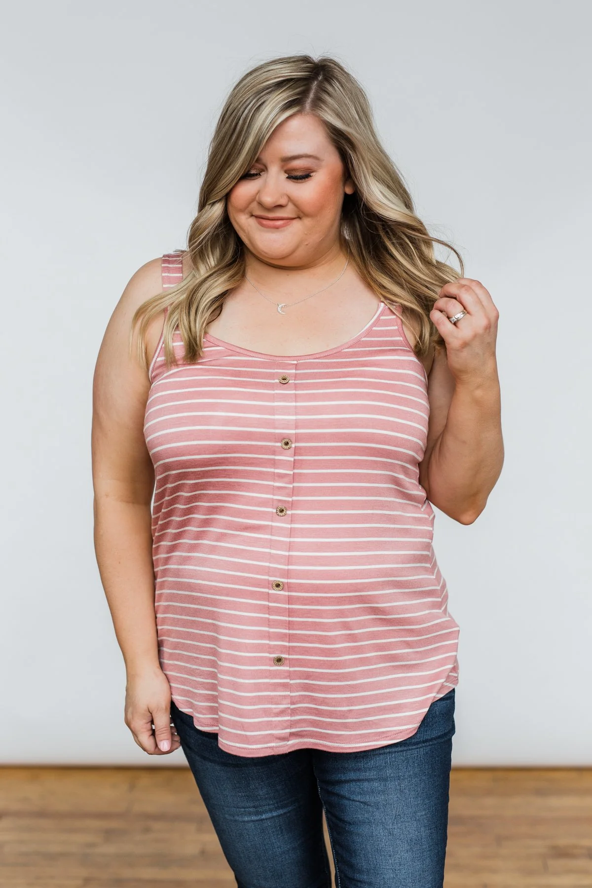 No Matter What Striped Button Tank Top- Mauve - Image 10