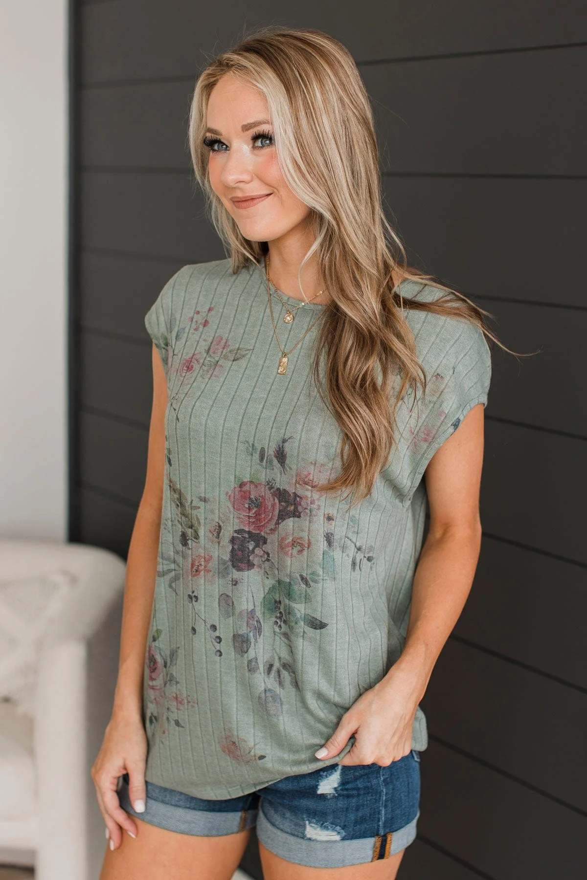 No More Chances Floral Top- Sage - Image 5