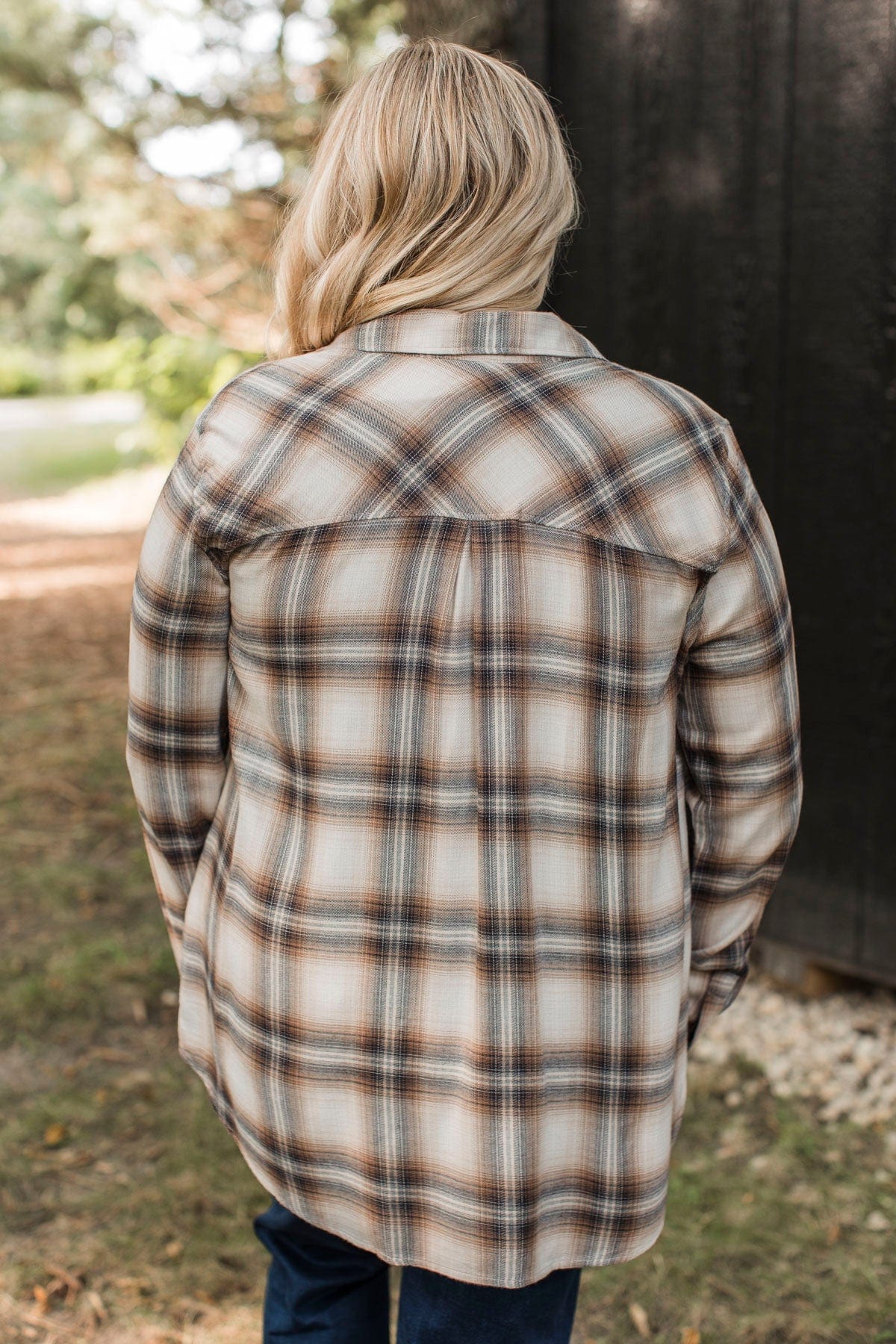 No Nonsense Plaid Button Top- Chestnut - Image 8