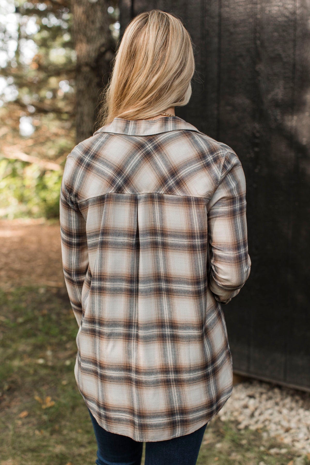 No Nonsense Plaid Button Top- Chestnut - Image 9