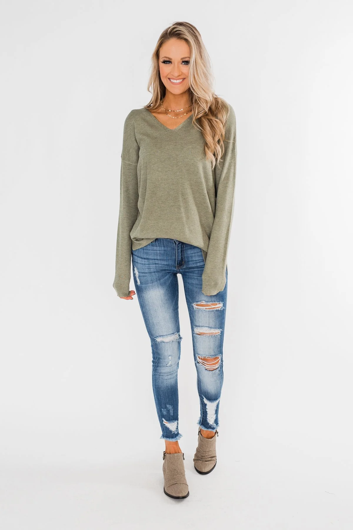 No One Like You Sweater- Olive - Image 4