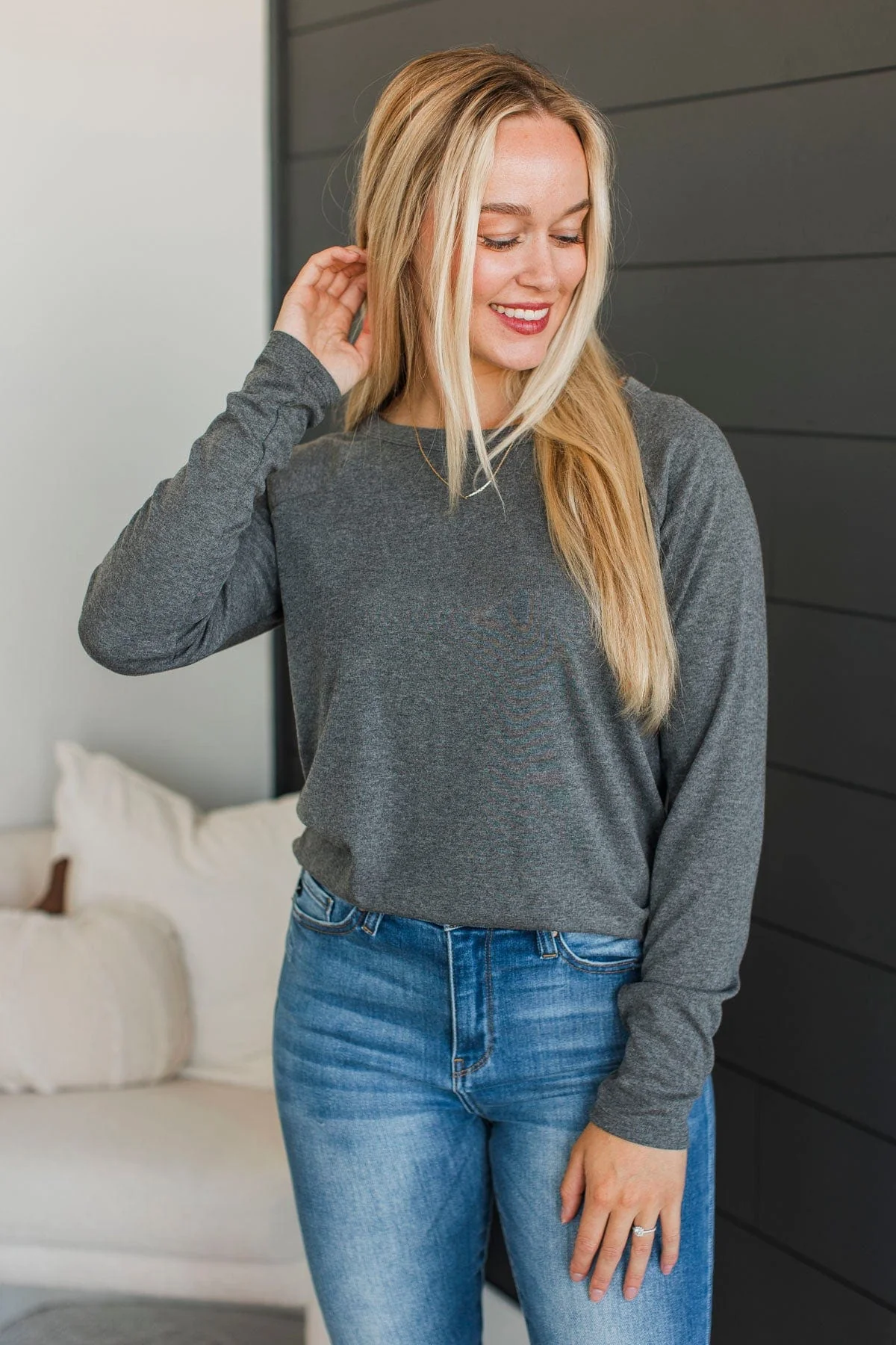 No Other Way Long Sleeve Top- Charcoal - Image 2