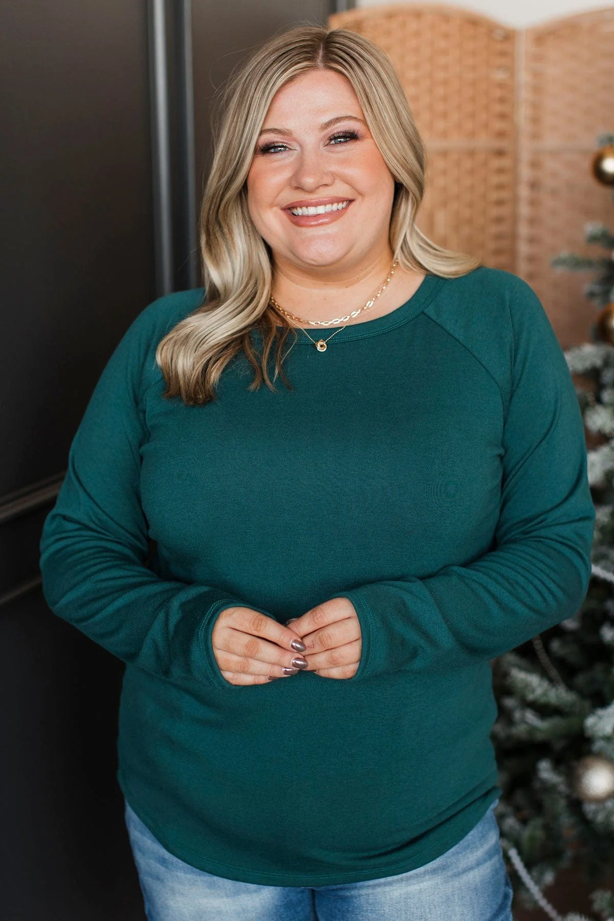 No Other Way Long Sleeve Top- Teal Green