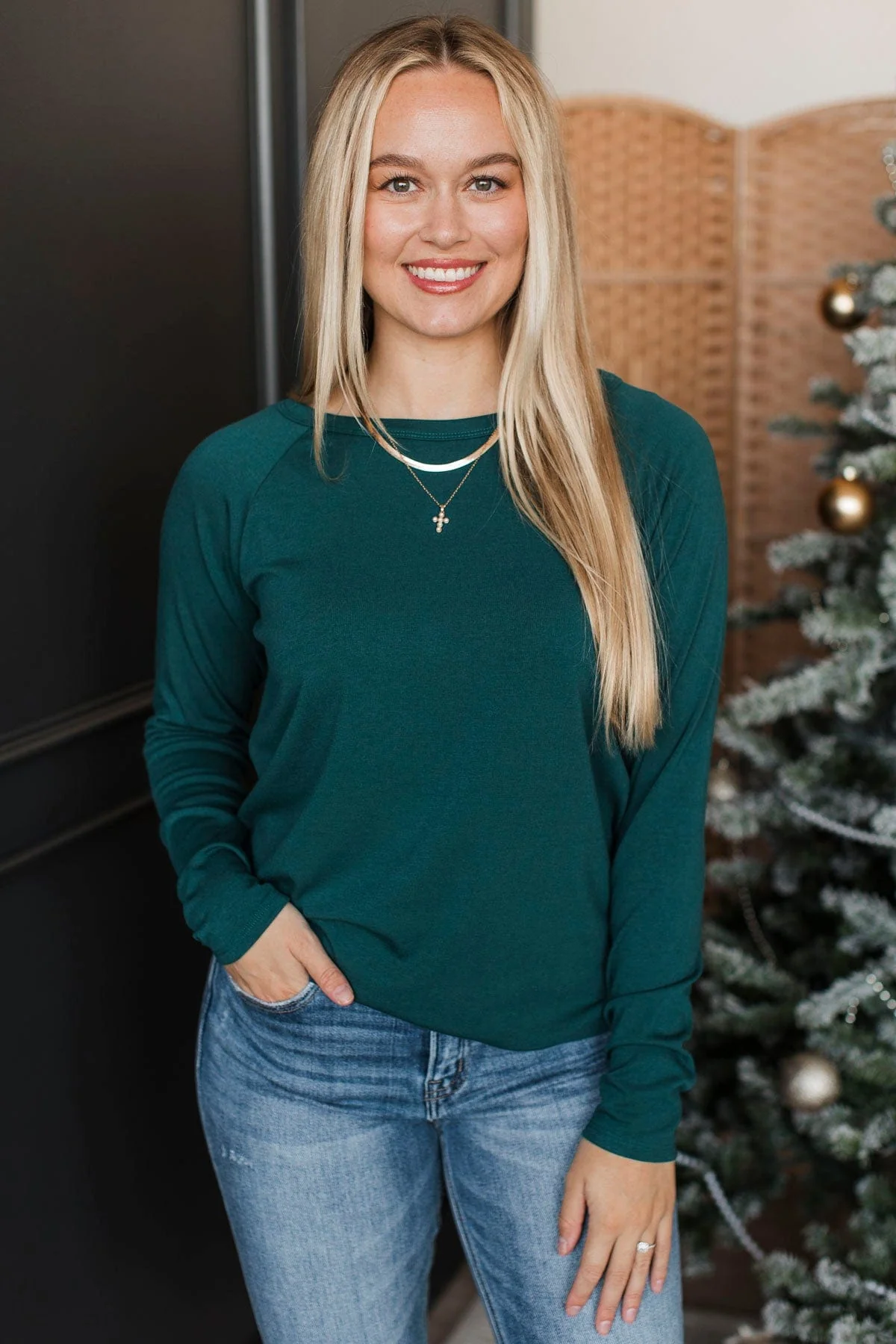 No Other Way Long Sleeve Top- Teal Green - Image 2