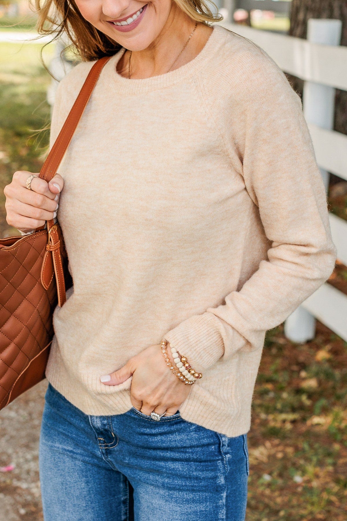 No Regrets Brushed Knit Sweater- Oatmeal - Image 10