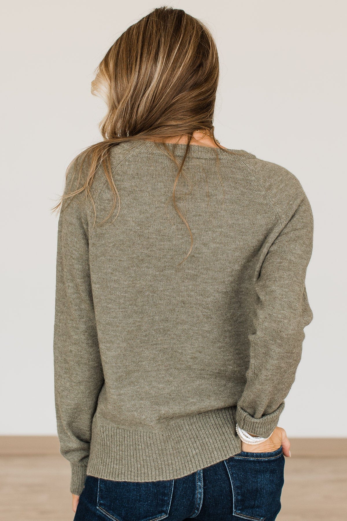 No Regrets Brushed Knit Sweater- Olive - Image 8